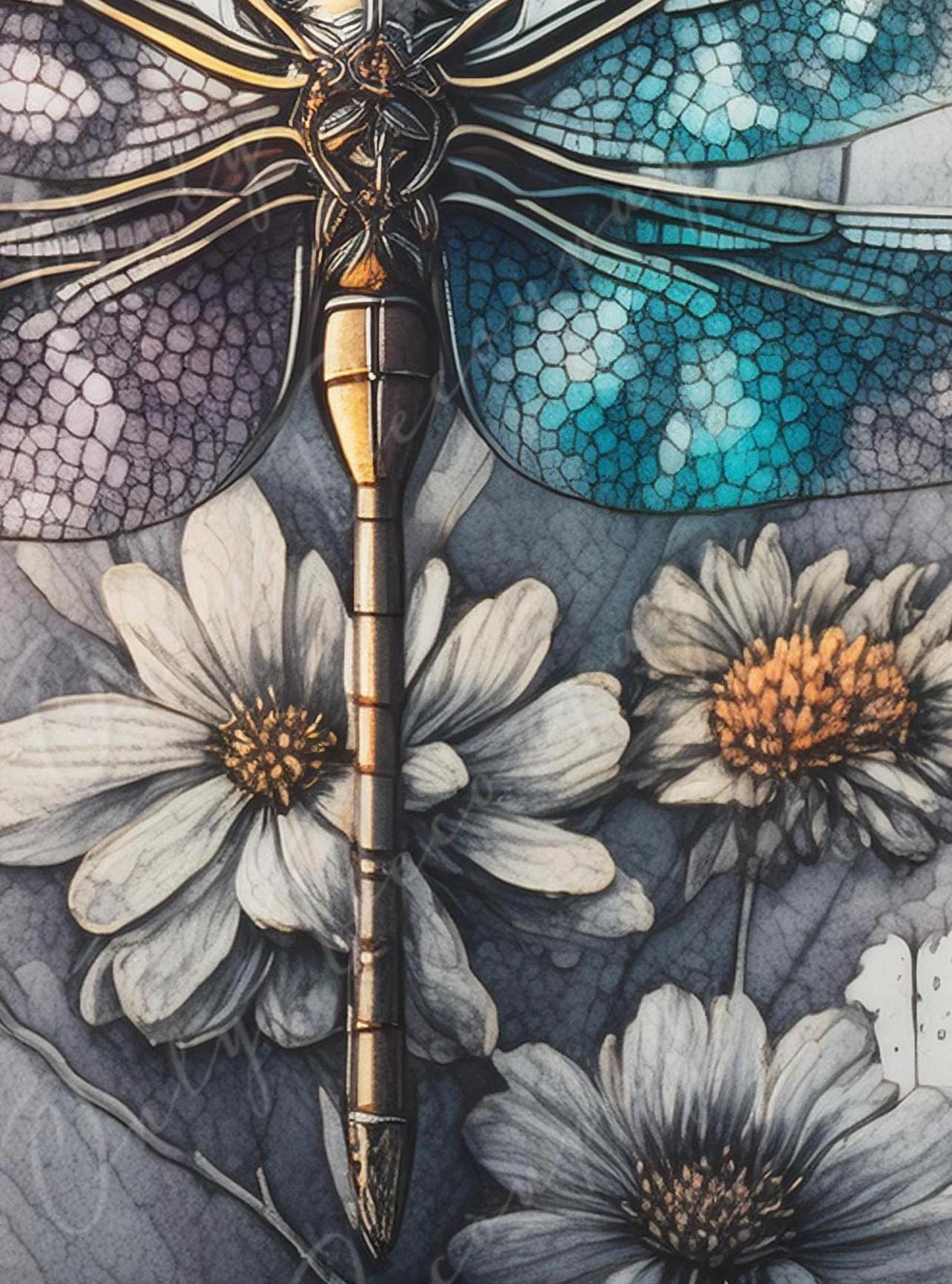 Dragonfly - Large Decoupage Paper for Furniture - Rice Paper - Decoupage Paper - Floral Decoupage