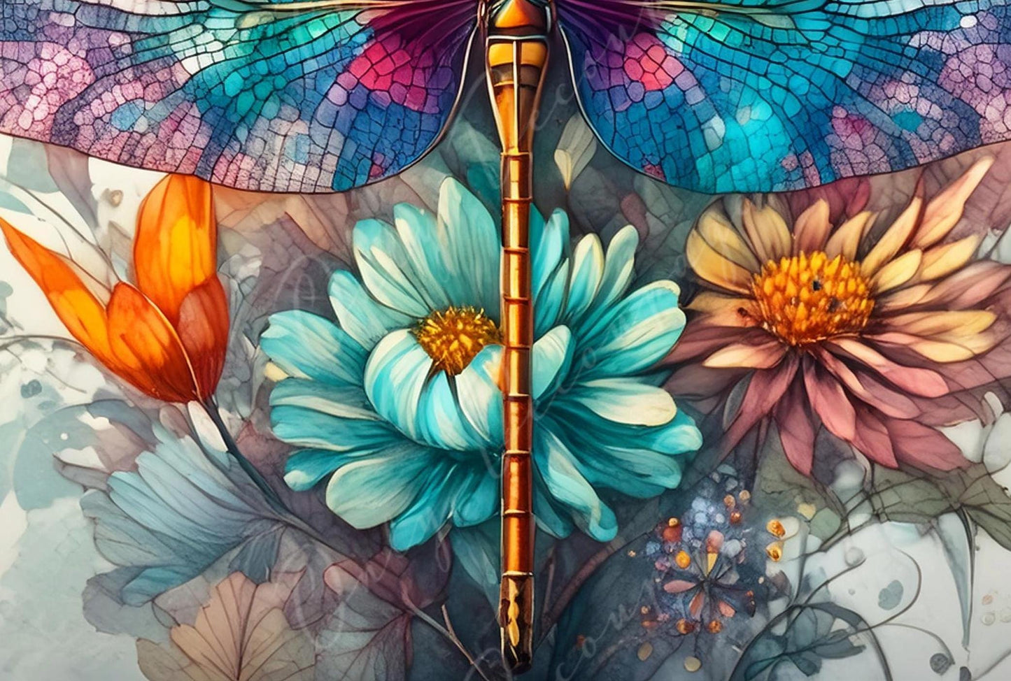 Dragonfly Decoupage Paper – Large Floral Rice Paper for Furniture