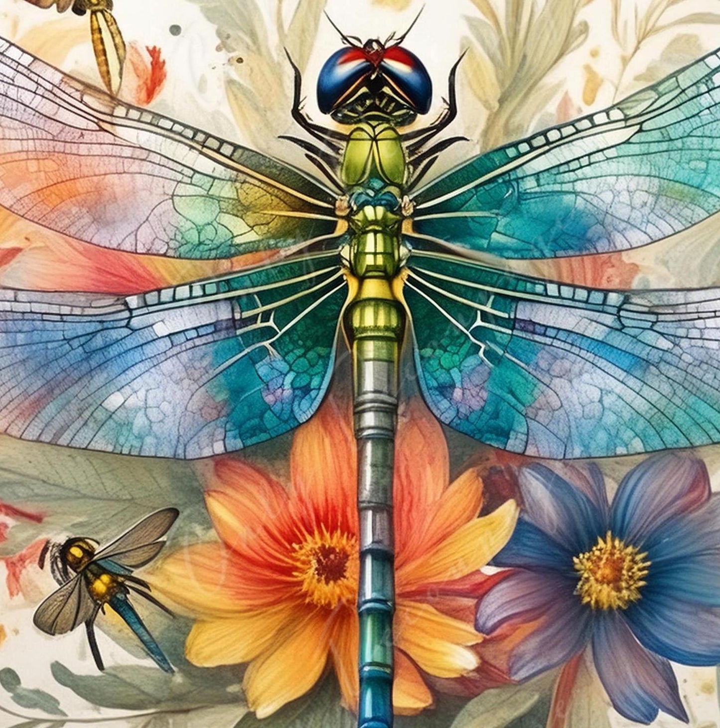 Dragonfly - Large Decoupage Paper for Furniture - Rice Paper - Decoupage Paper - Floral Decoupage