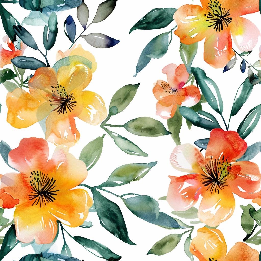 Decoupage Paper - Repeating Pattern - Floral Decorative Paper - 6 Size Options