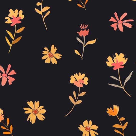 Decoupage Paper - Repeating Pattern - Floral Decorative Paper - 6 Size Options - Black Background