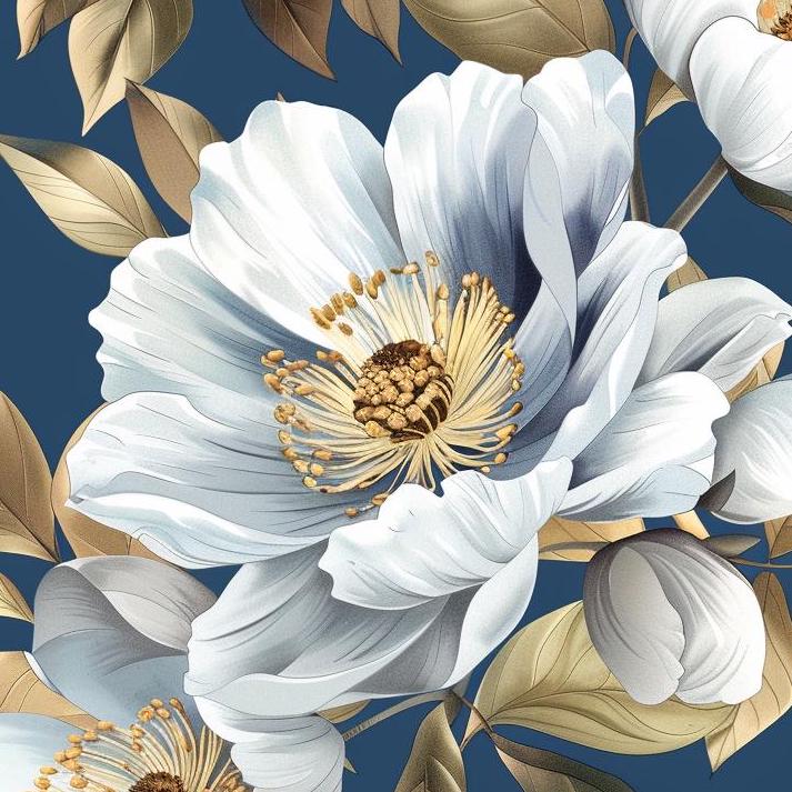 Decoupage Paper - Repeating Pattern - Floral Decorative Paper - 6 Size Options - Blue Background