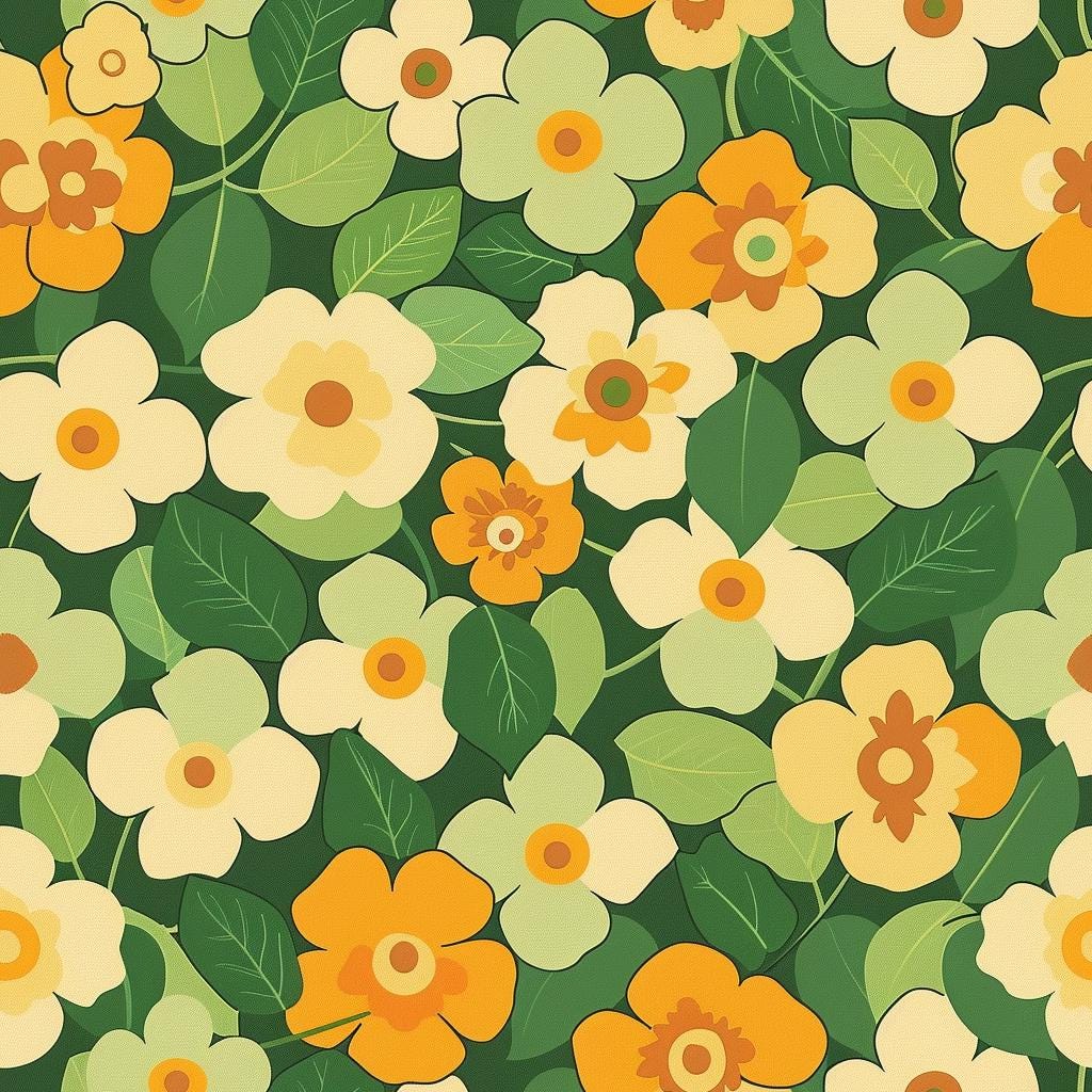 Decoupage Paper - Repeating Pattern - Floral Decorative Paper - 6 Size Options - Green Flowers