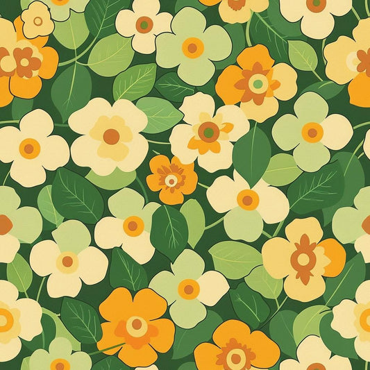 Decoupage Paper - Repeating Pattern - Floral Decorative Paper - 6 Size Options - Green Flowers
