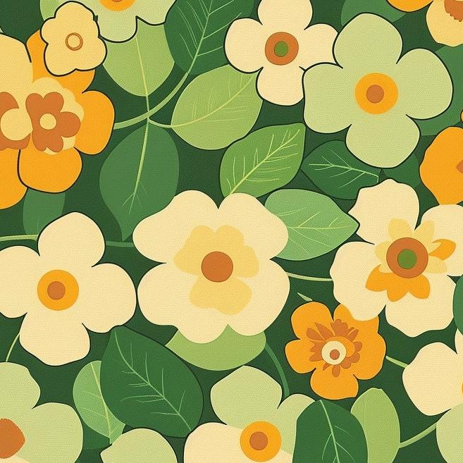 Decoupage Paper - Repeating Pattern - Floral Decorative Paper - 6 Size Options - Green Flowers