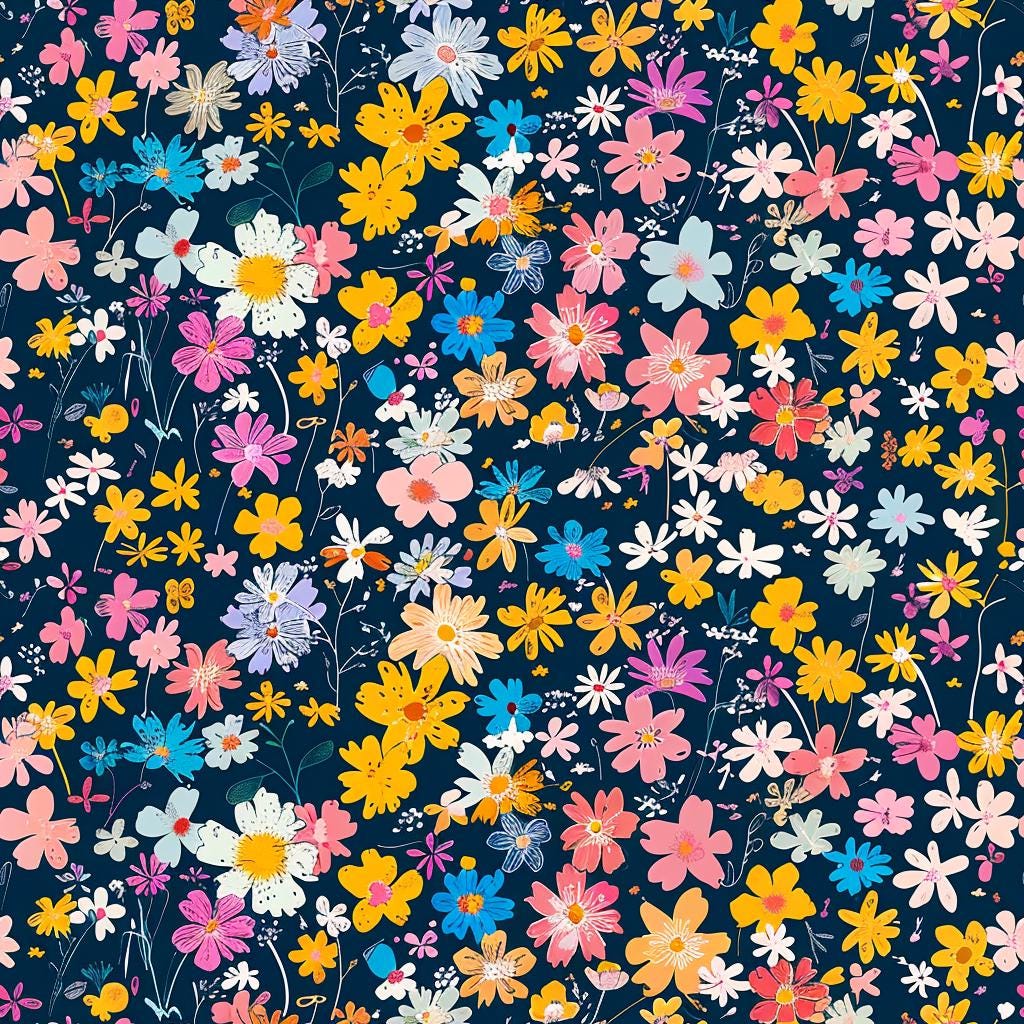 Decoupage Paper - Repeating Pattern - Floral Decorative Paper - 6 Size Options - Colorful Flowers