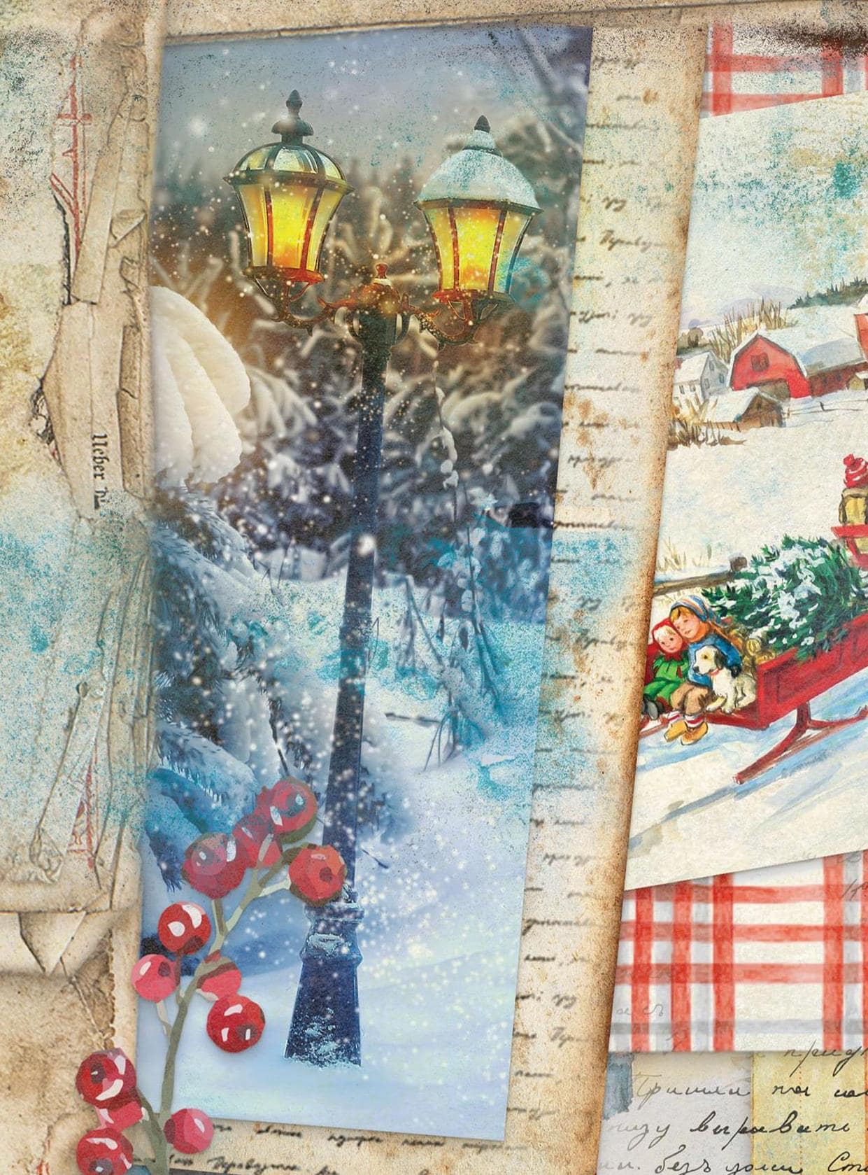 Large Decoupage Paper - Christmas Collection - Red Sleigh- 6 Size Options