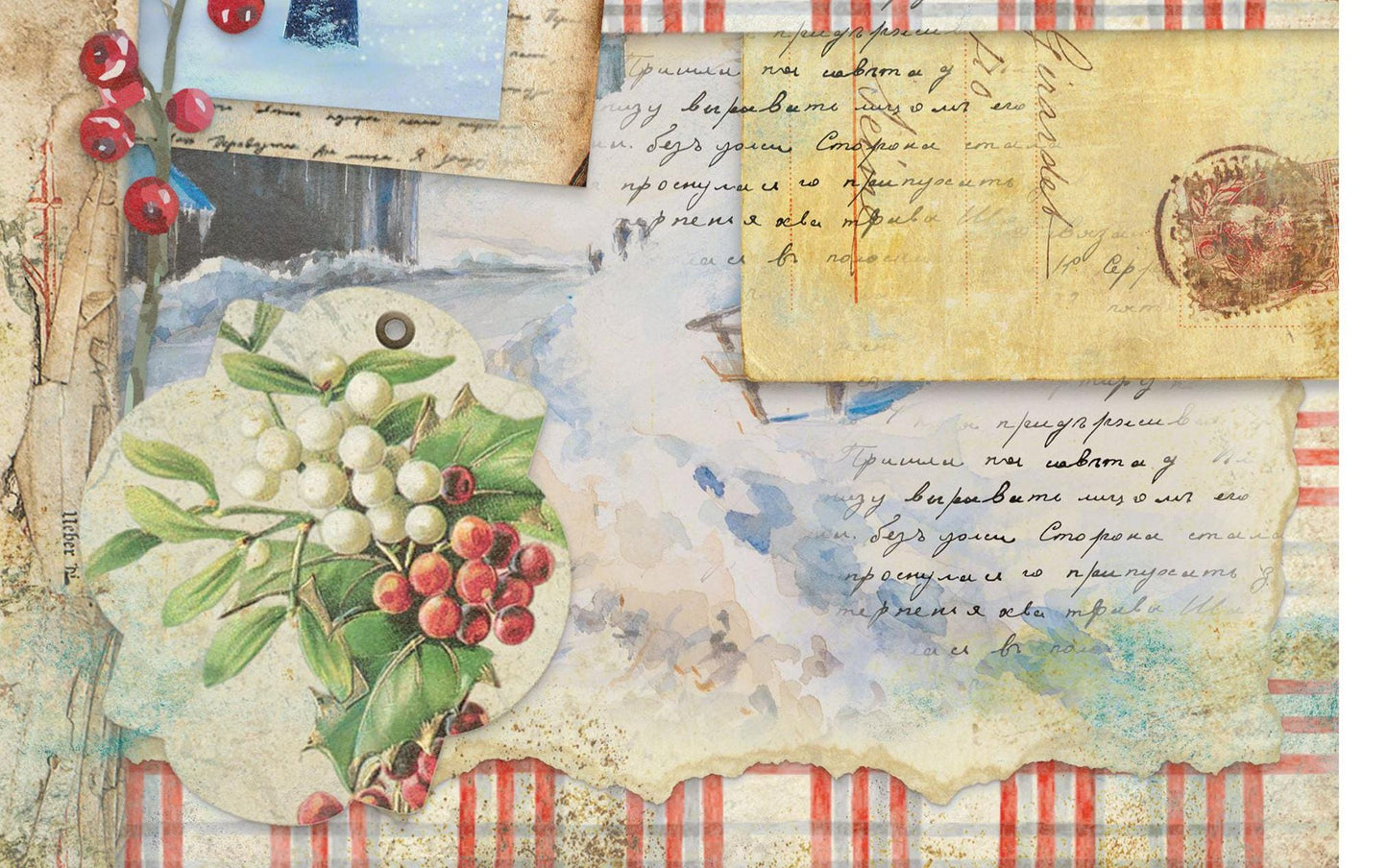 Large Decoupage Paper - Christmas Collection - Red Sleigh- 6 Size Options