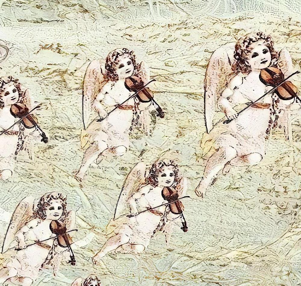 Angel Pattern - Decorative Decoupage Paper - for Furniture - A3 [ Light Green ]