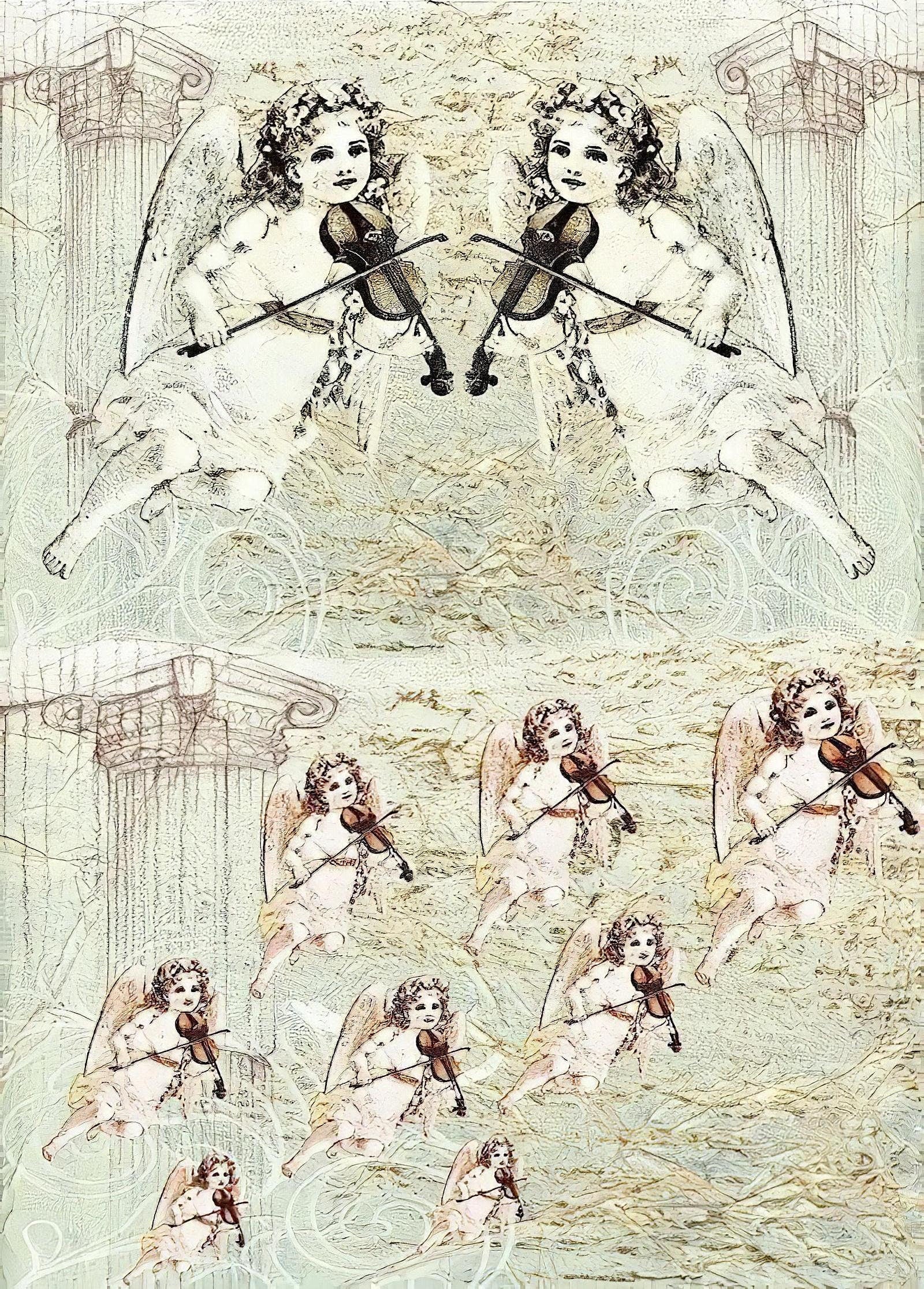 Angel Pattern - Decorative Decoupage Paper - for Furniture - A3 [ Light Green ]