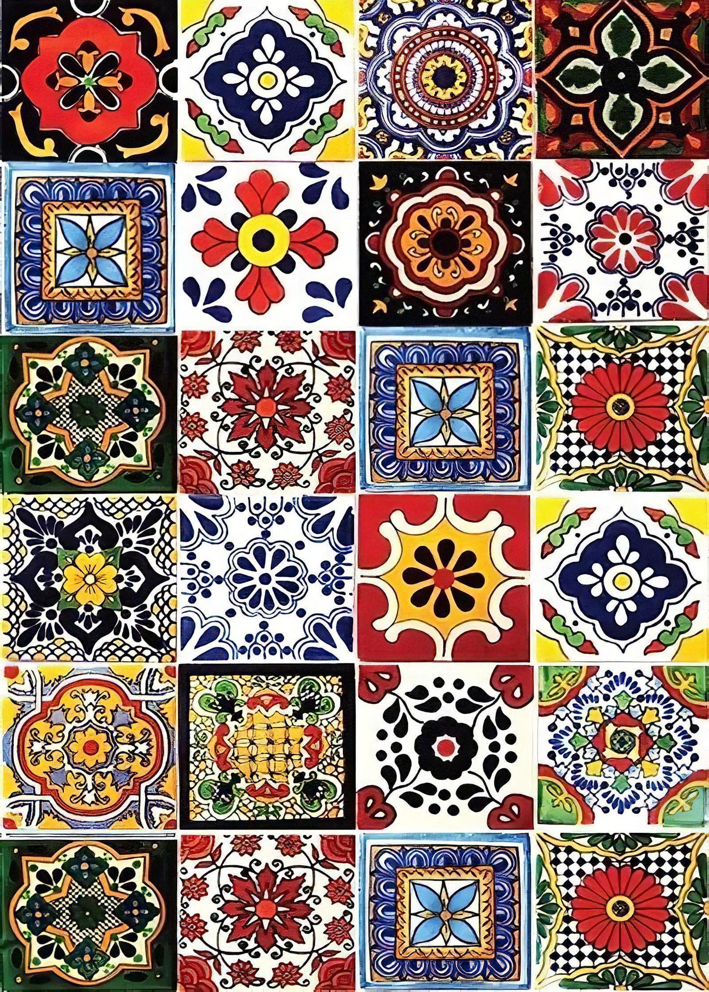 Tile Pattern - Decorative Decoupage Paper - for Furniture - Big Size Options [ Colorful ] Moroccon