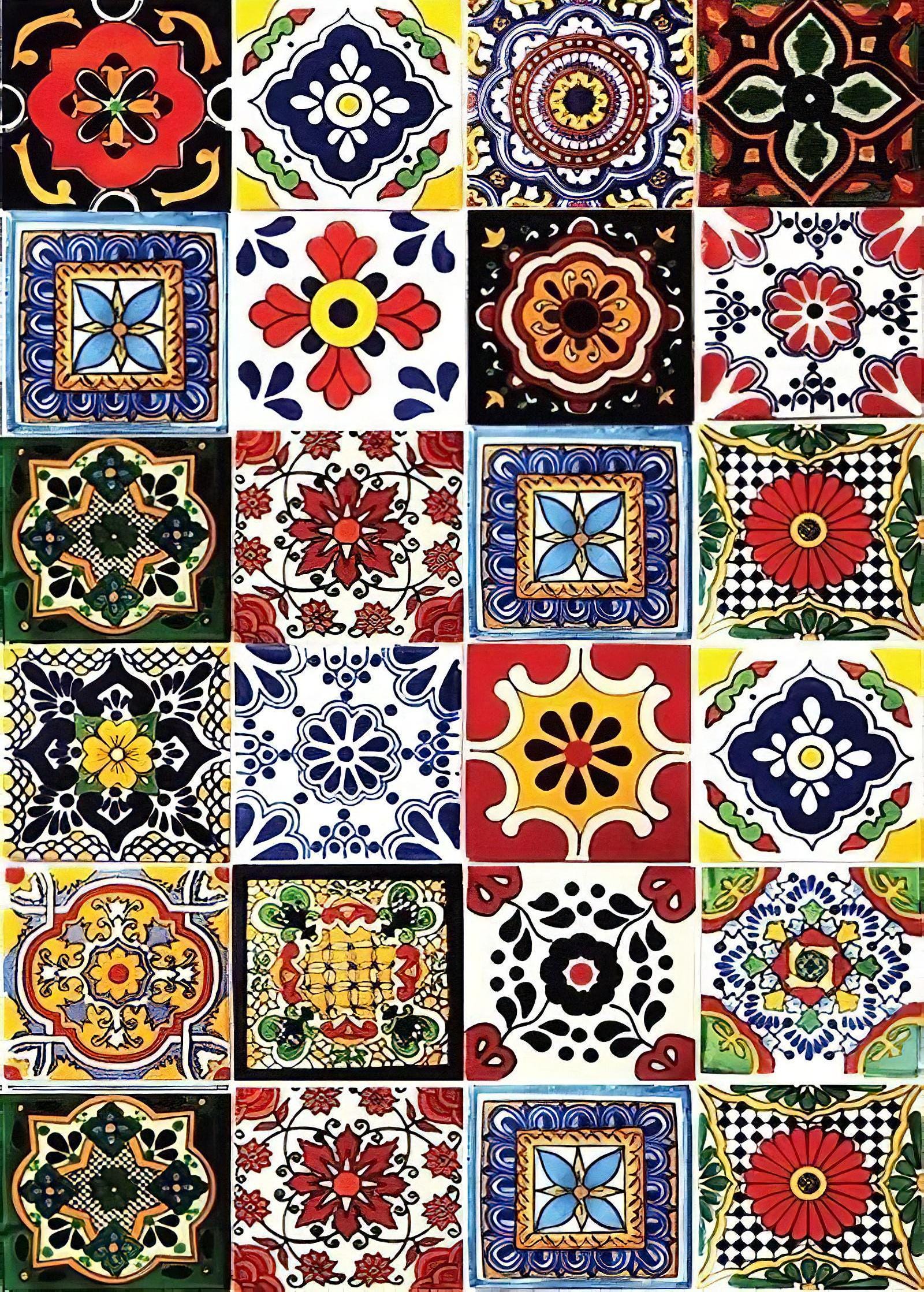 Tile Pattern - Decorative Decoupage Paper - for Furniture - Big Size Options [ Colorful ] Moroccon