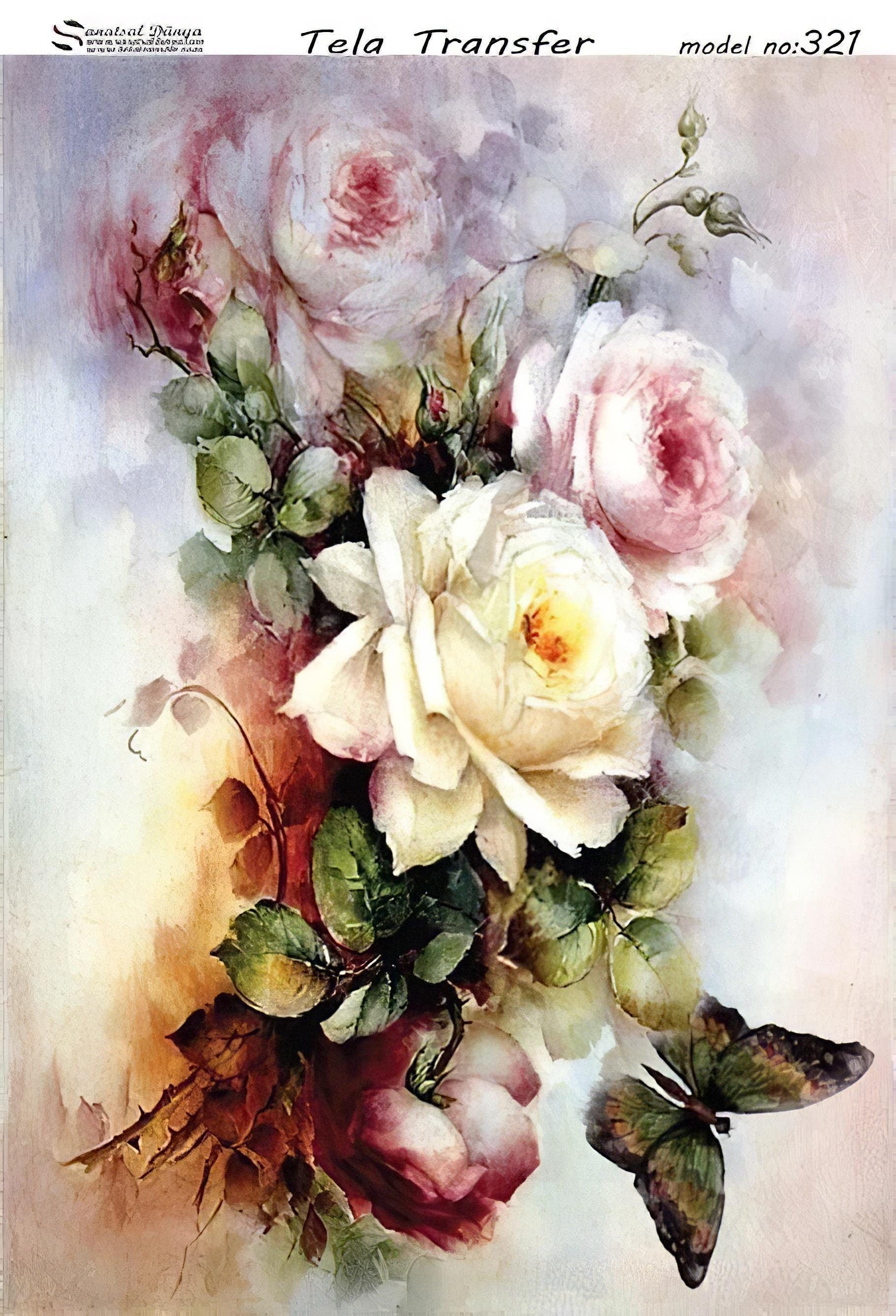 oil paint roses decoupage paper