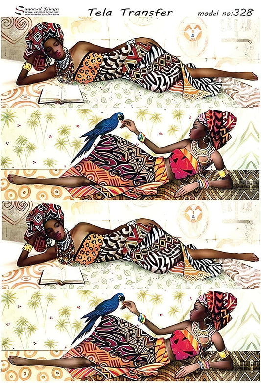 African Women - Decorative Decoupage Paper - for Furniture - Large Size Options [ Colorful ]
