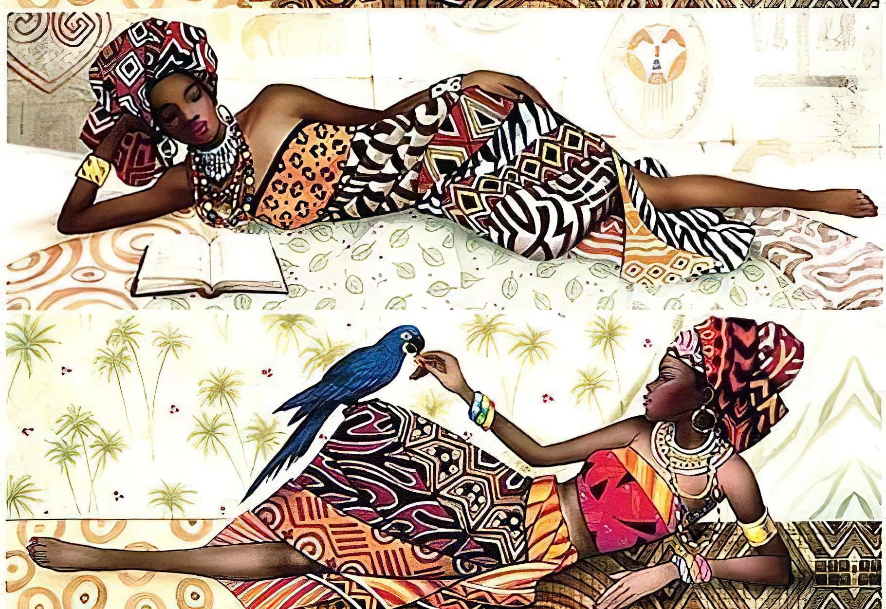 African Women - Decorative Decoupage Paper - for Furniture - Large Size Options [ Colorful ]