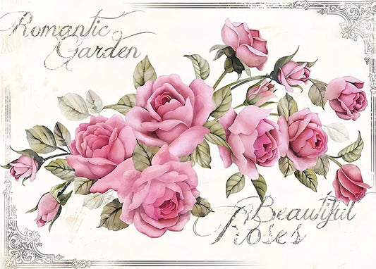 beautiful pink roses decoupage paper