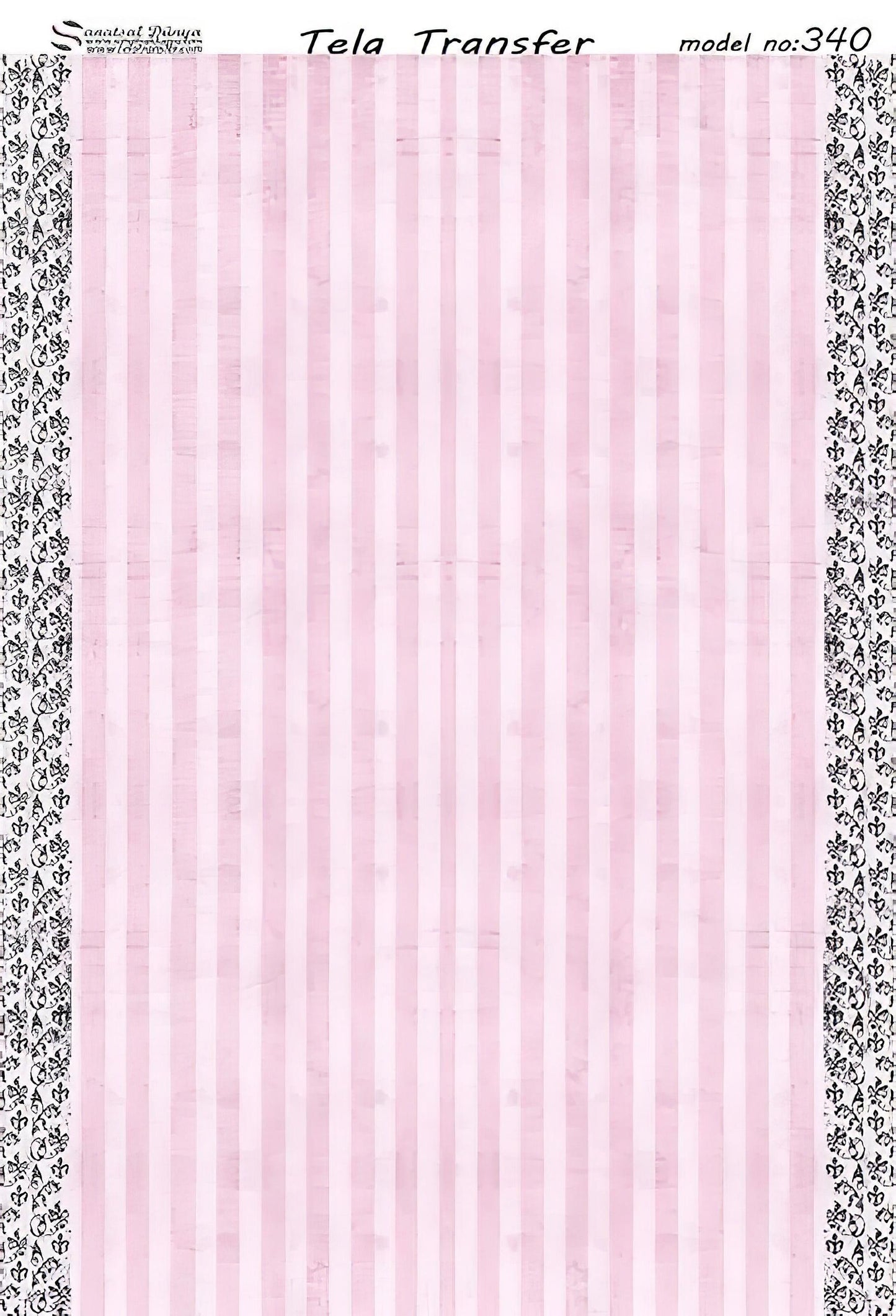 Striped Pattern - Decorative Decoupage Paper - for Furniture - Large Size Options [ Black Pink ]