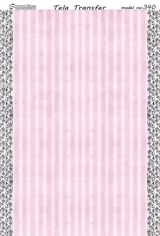 Striped Pattern - Decorative Decoupage Paper - for Furniture - Large Size Options [ Black Pink ]
