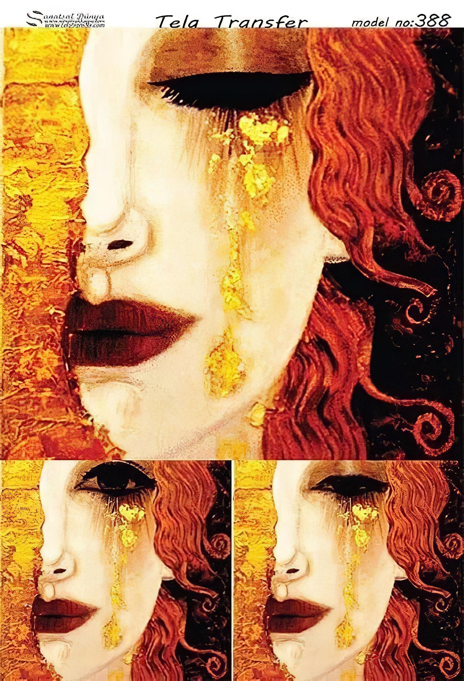 Girl with Red Hair - Decorative Decoupage Paper - for Furniture - Large Size Options [ Red Yellow Brown ]