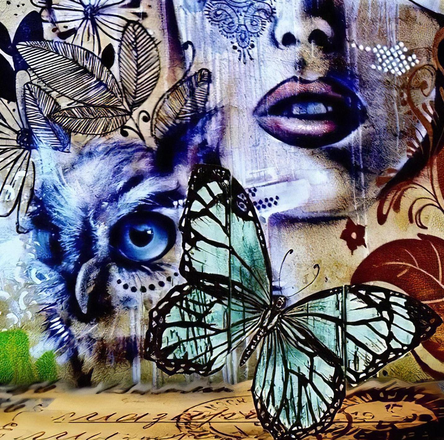 Butterfly - Women - Decorative Decoupage Paper - for Furniture - Large Size Options [ Colorful ]