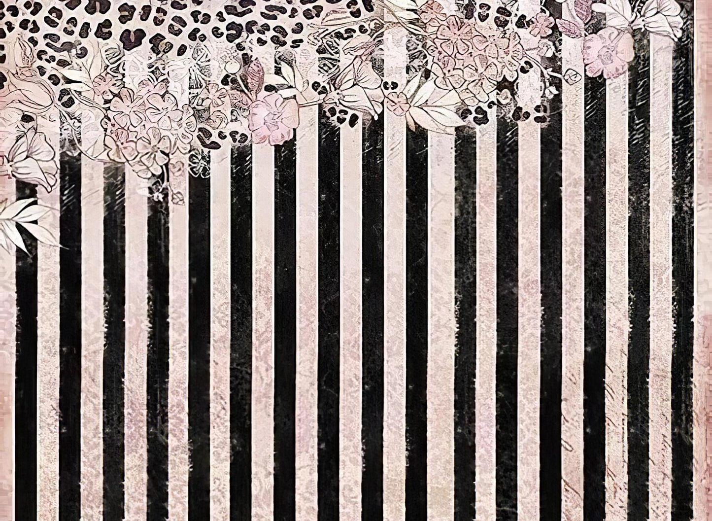 Stripe Pattern - Decorative Decoupage Paper - for Furniture - Large Size Options [ Black Pink ]