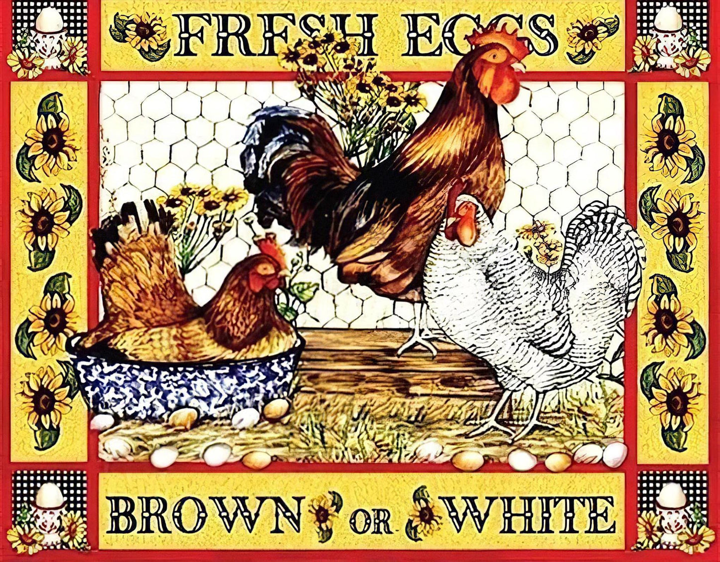 Chicken Eggs - Decorative Decoupage Paper - for Furniture - Large Size Options [ Yellow Red White ]