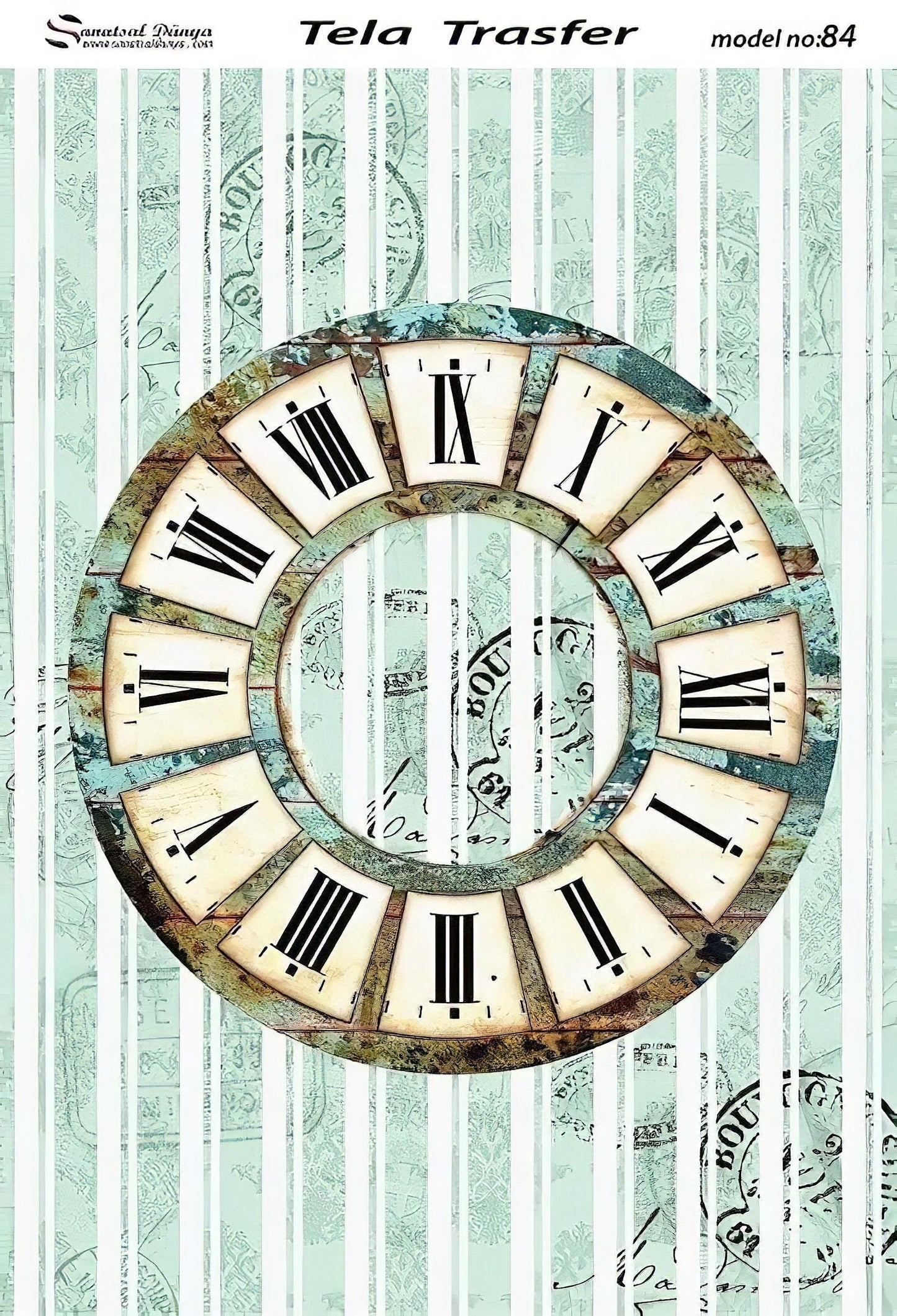 Clock Pattern - Decorative Decoupage Paper - for Furniture - Big Size Options [ Blue Brown Black ]