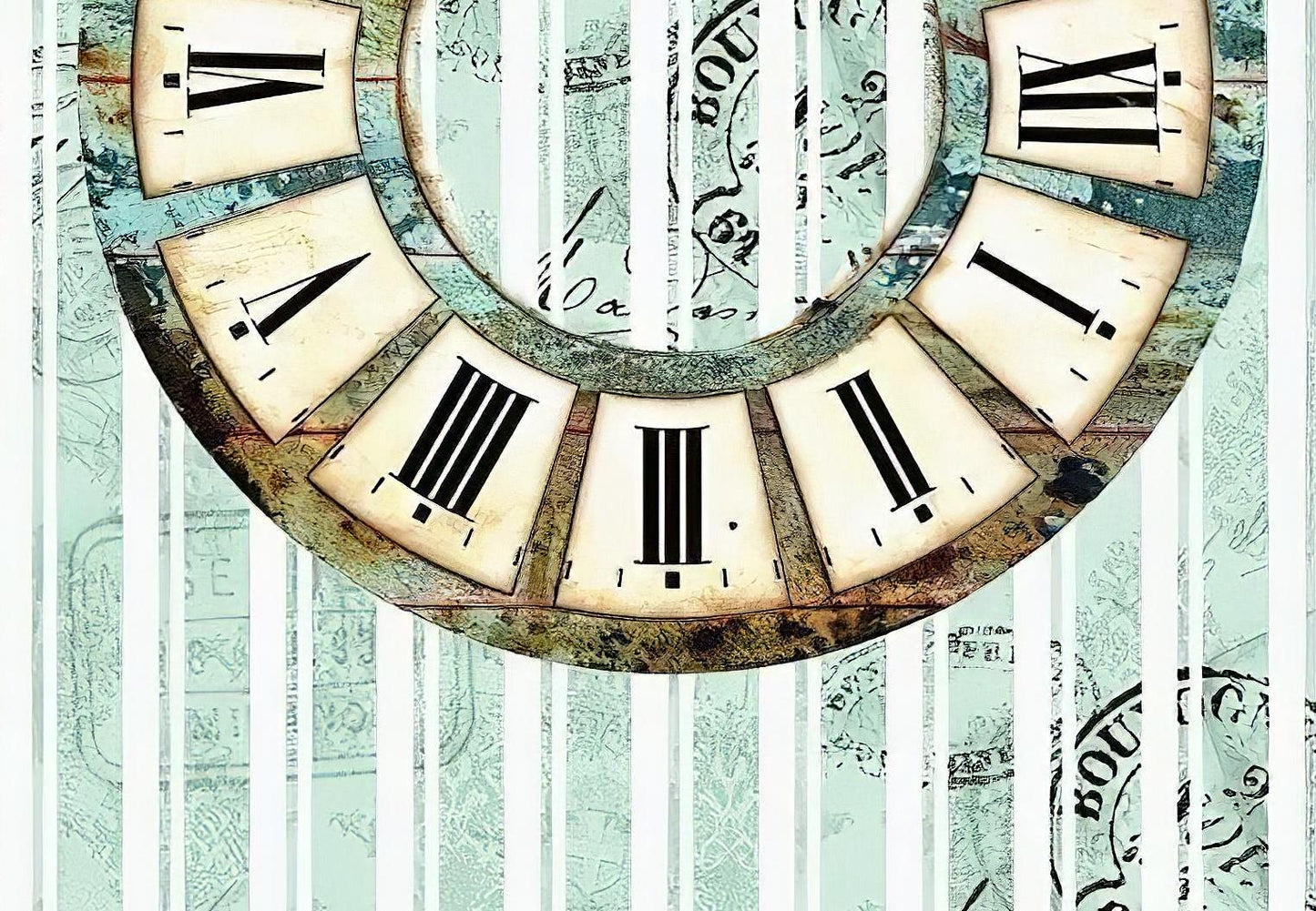 Clock Pattern - Decorative Decoupage Paper - for Furniture - Big Size Options [ Blue Brown Black ]