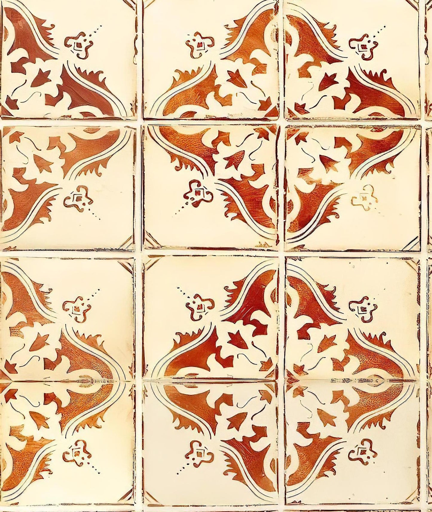 Tile Pattern - Decorative Decoupage Paper - for Furniture - Big Size Options [ Beige Orange Brown]