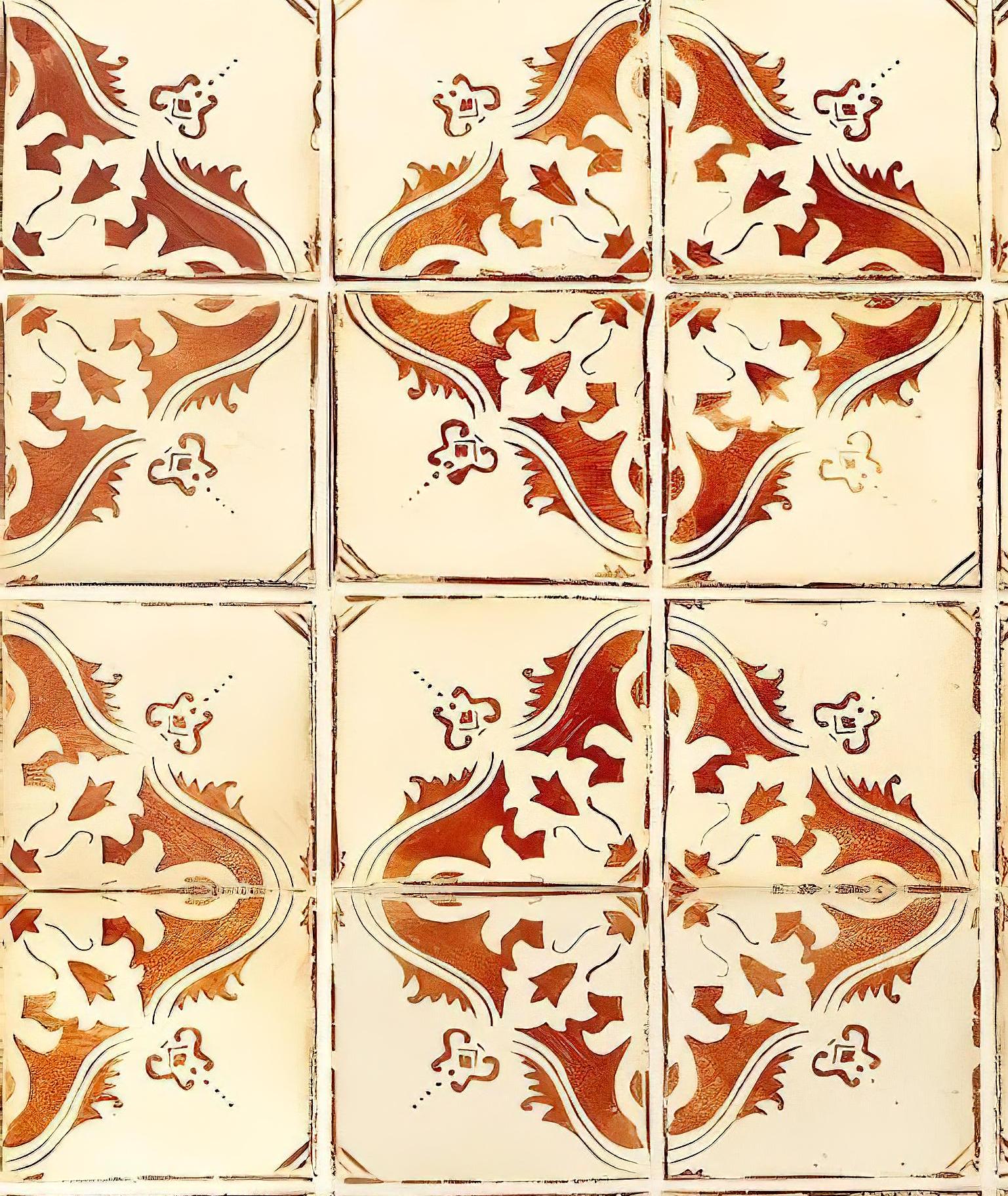 Tile Pattern - Decorative Decoupage Paper - for Furniture - Big Size Options [ Beige Orange Brown]