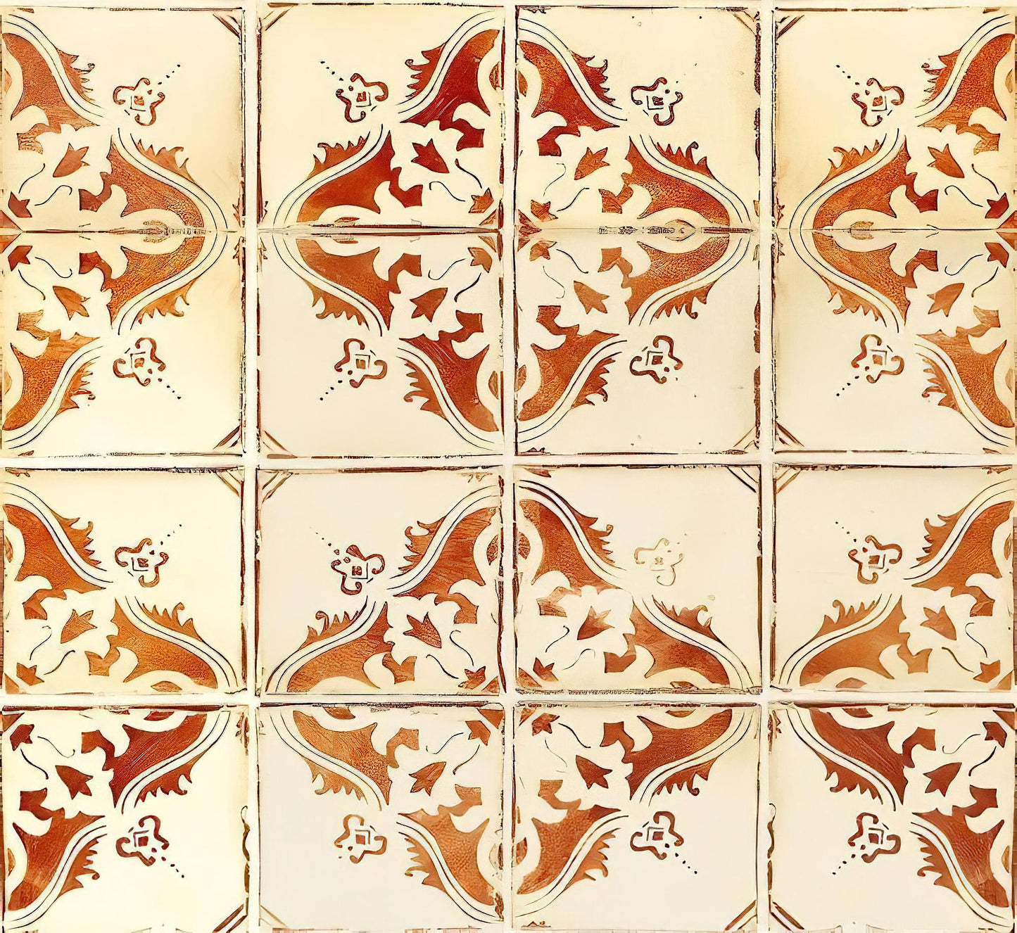 Tile Pattern - Decorative Decoupage Paper - for Furniture - Big Size Options [ Beige Orange Brown]