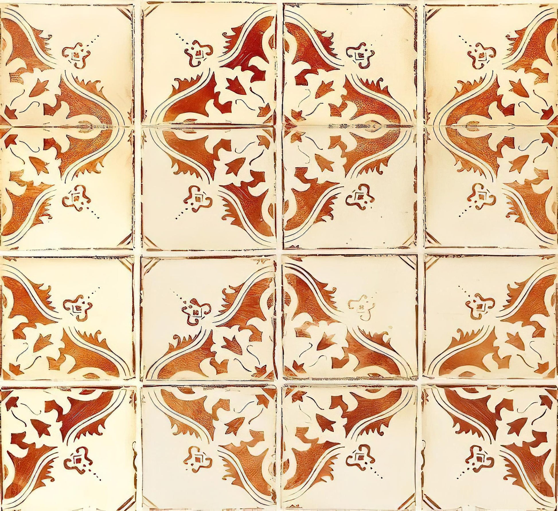 Tile Pattern - Decorative Decoupage Paper - for Furniture - Big Size Options [ Beige Orange Brown]
