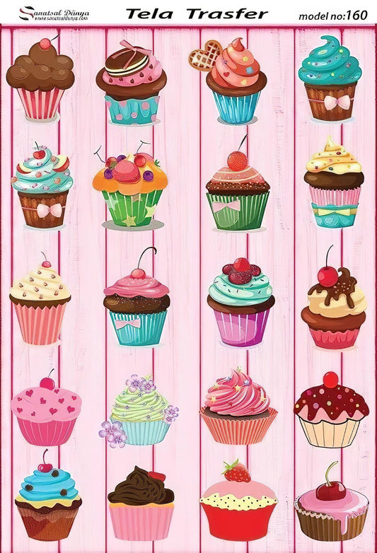 Cupcake Pattern - Decorative Decoupage Paper - for Furniture - Large Size Options [ Colorful ]