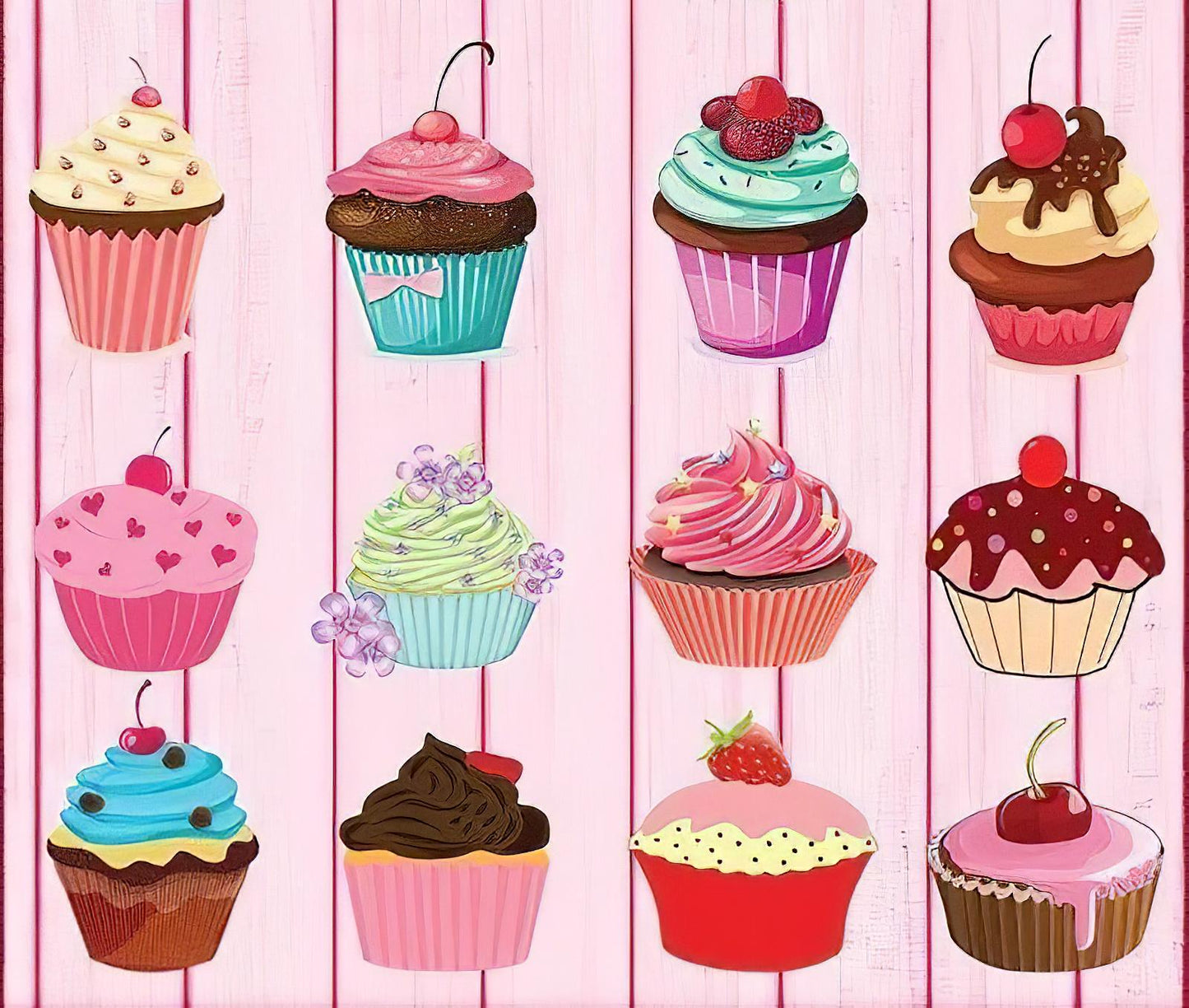 Cupcake Pattern - Decorative Decoupage Paper - for Furniture - Large Size Options [ Colorful ]