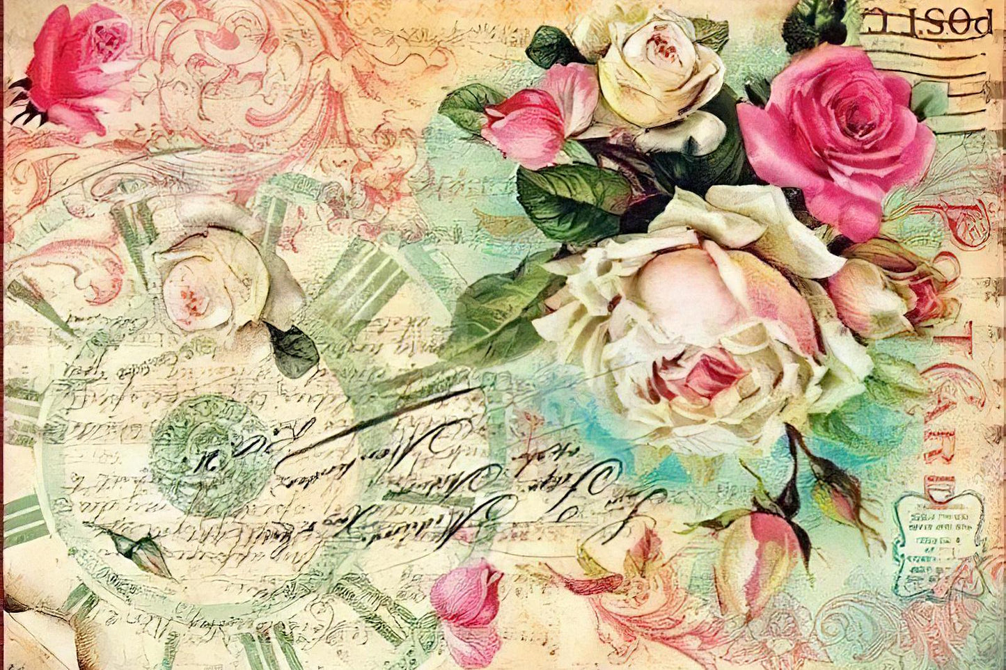 Floral Pattern - Decorative Decoupage Paper - for Furniture - Big Size Options [ Colorful ]