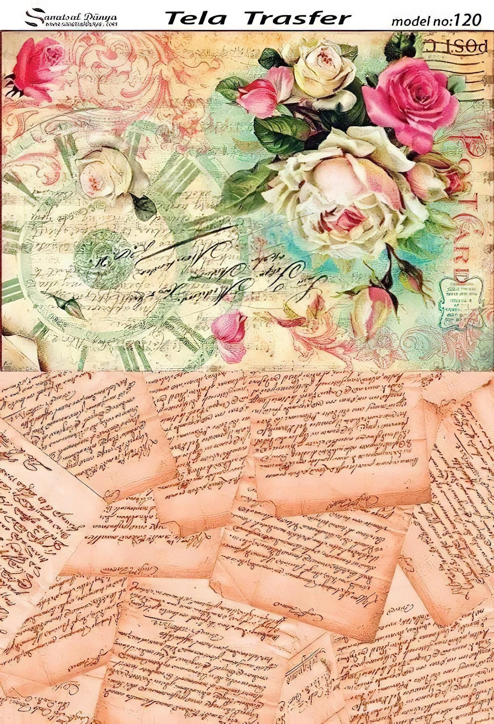 Floral Pattern - Decorative Decoupage Paper - for Furniture - Big Size Options [ Colorful ]