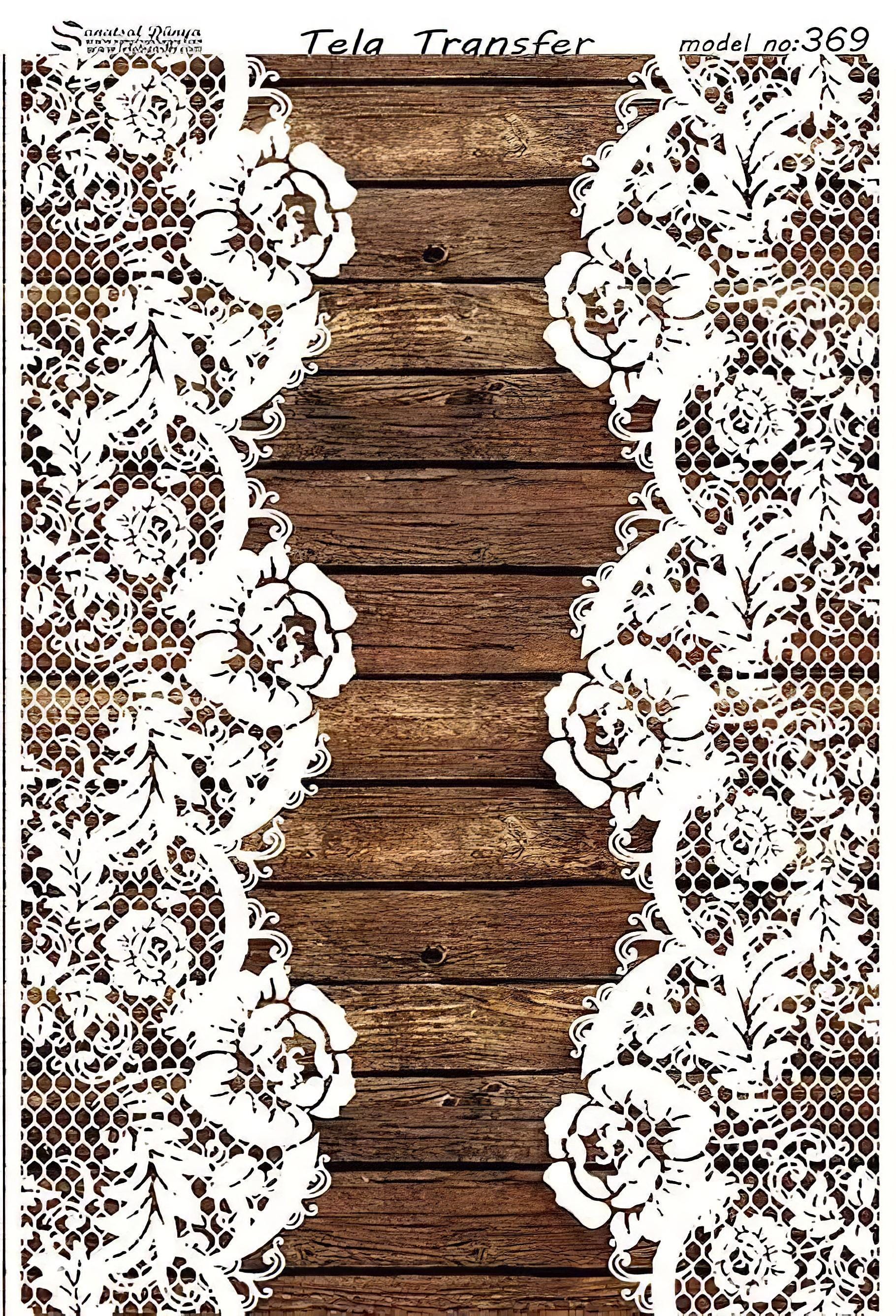 Wooden and Lace - Decorative Decoupage Paper - for Furniture - Large Size Options [ Brown White ]