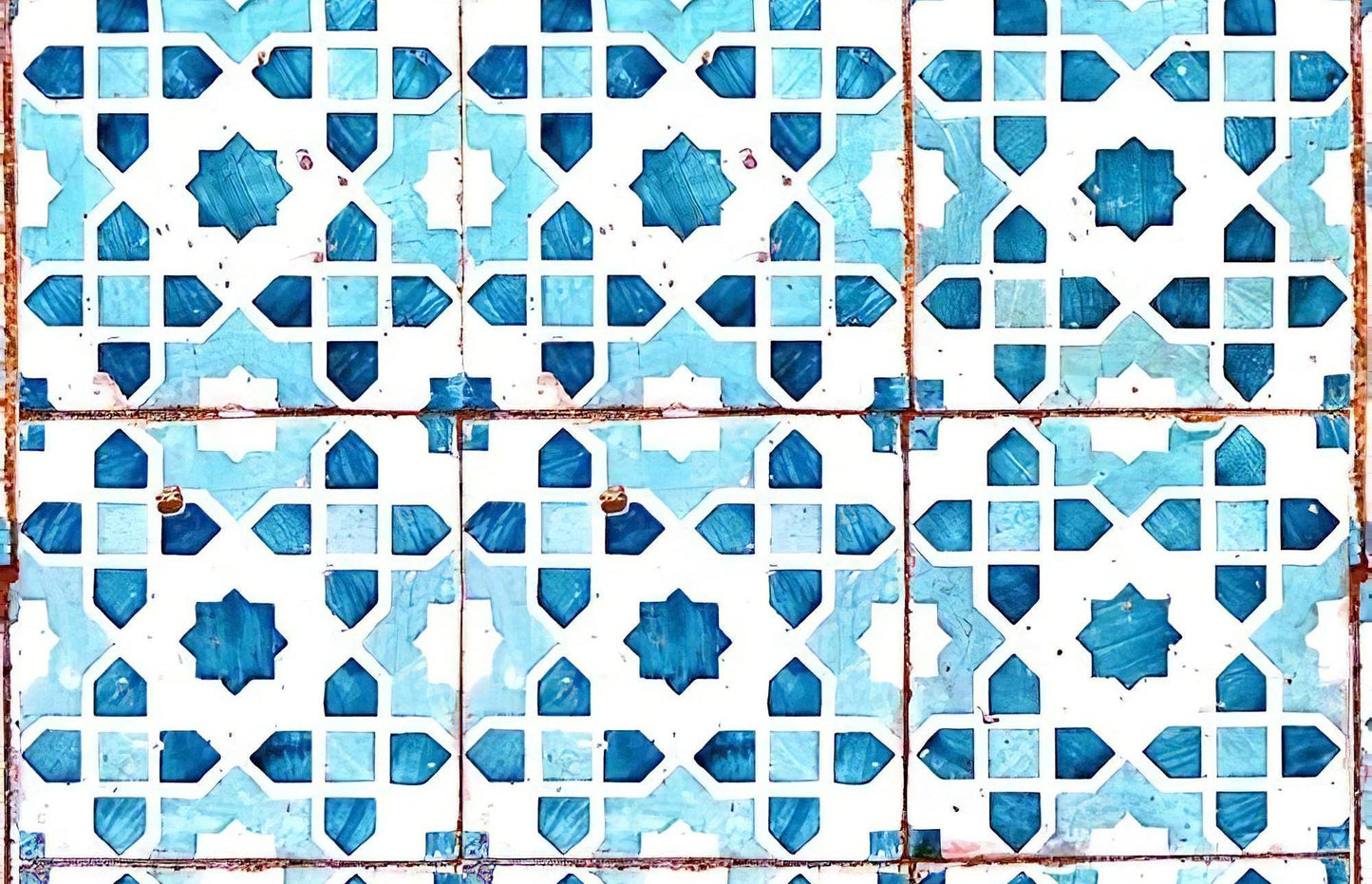 Blue Moroccon Tile Pattern - Decorative Decoupage Paper - for Furniture - Big Size Options [ Blue White ]
