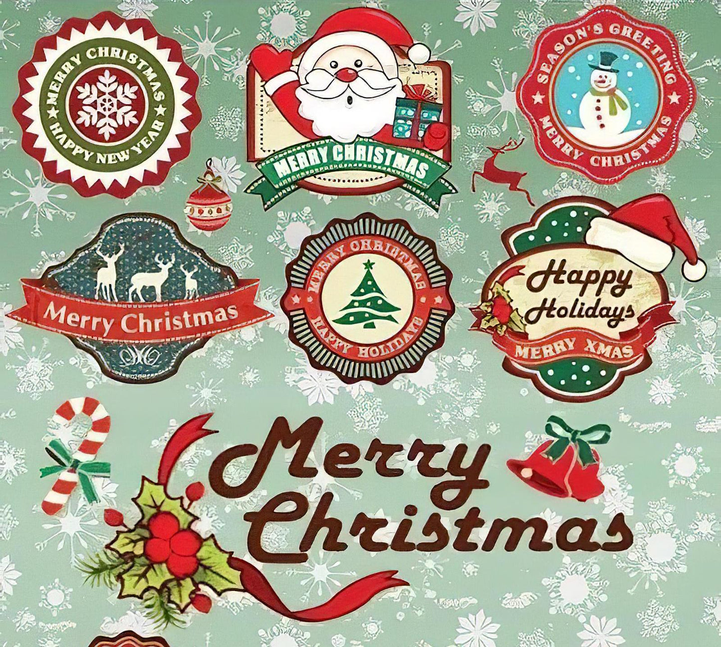 Christmas Pattern - Decorative Decoupage Paper - for Furniture - Big Size Options [ Green Red Brown ]
