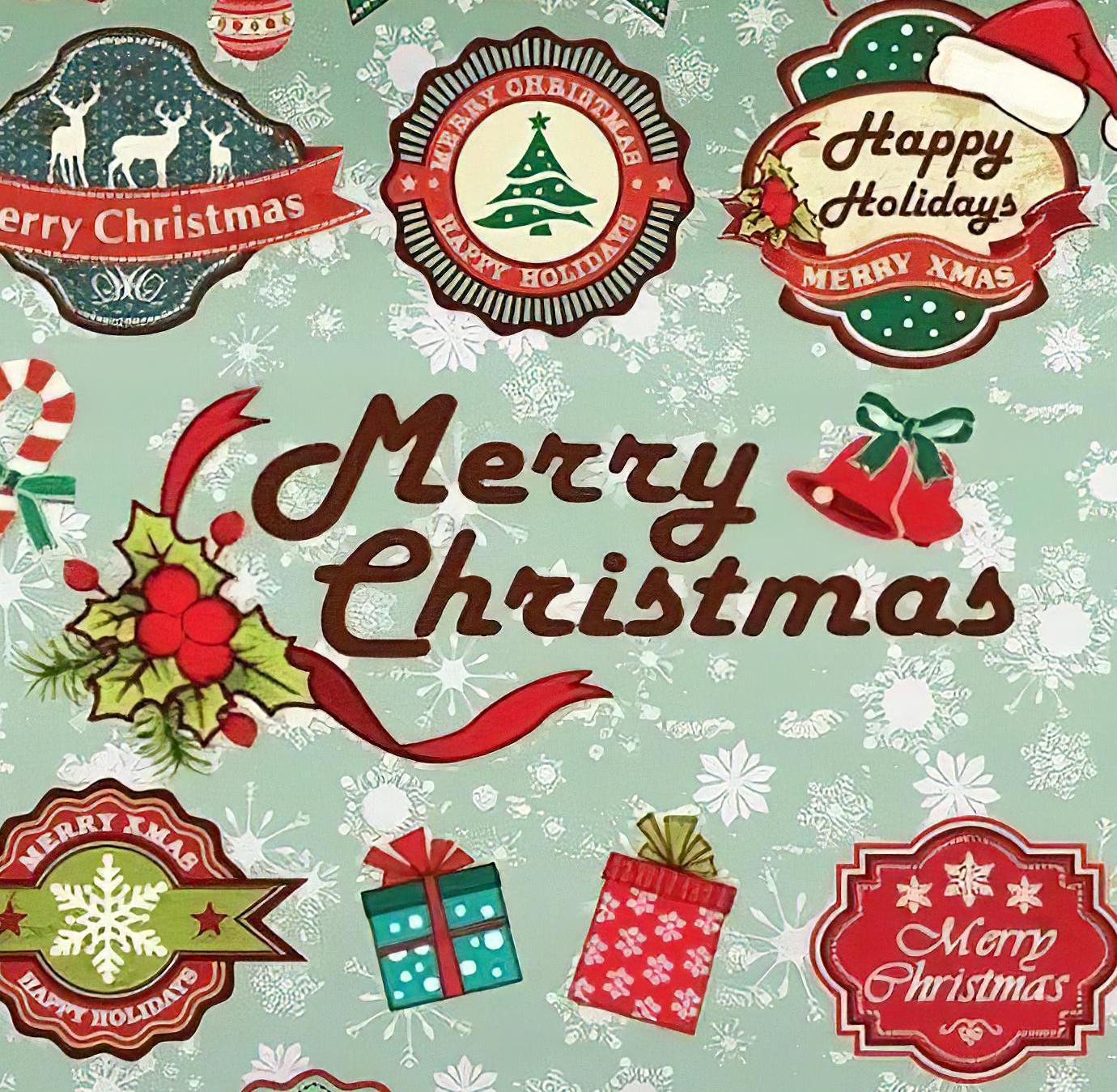 Christmas Pattern - Decorative Decoupage Paper - for Furniture - Big Size Options [ Green Red Brown ]