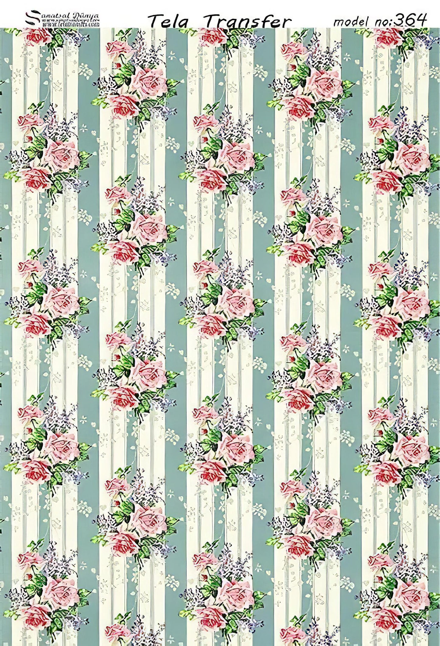 Floral Pattern - Decorative Decoupage Paper - for Furniture [ Blue Green Pink White ]