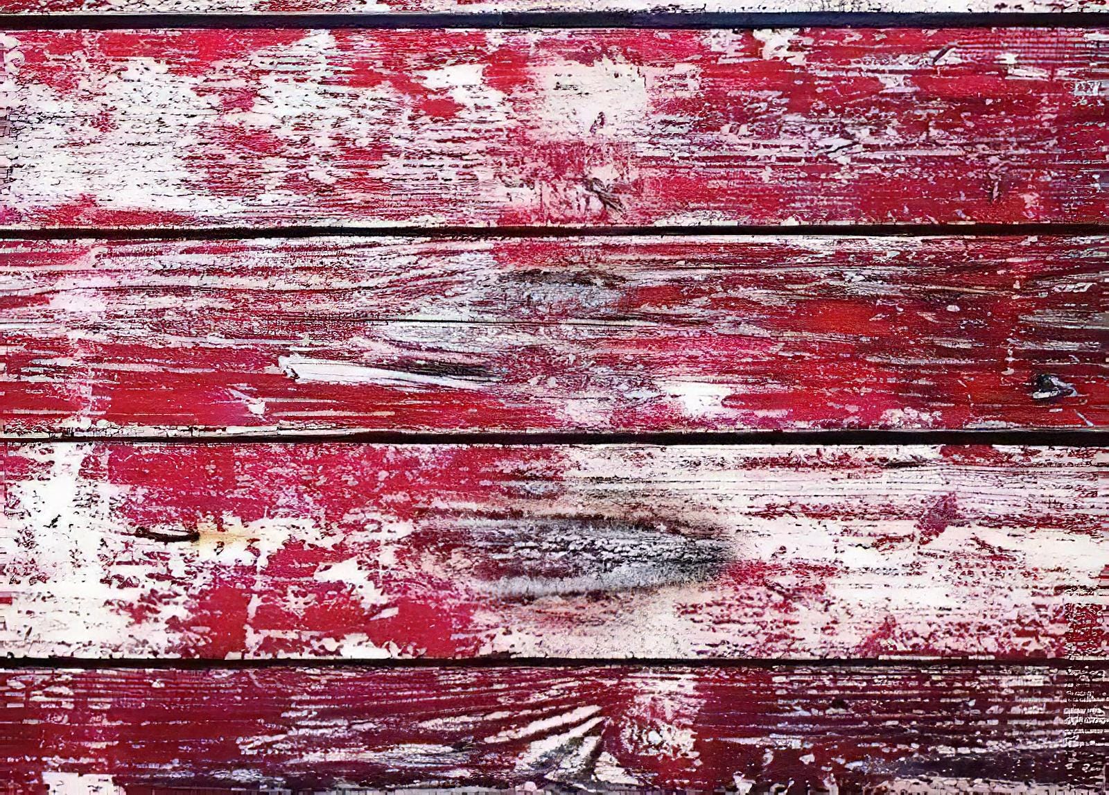 Weathered Wooden Pattern - Decorative Decoupage Paper - for Furniture - 1 A3 Sheet [ Red White Brown ]