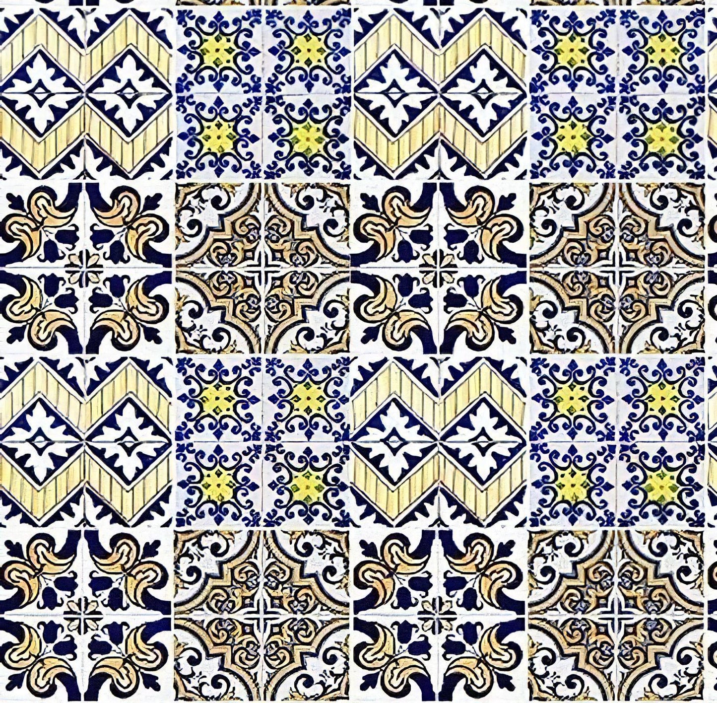Tile Pattern - Decorative Decoupage Paper - for Furniture - Big Size Options [Yellow Blue Brown White]