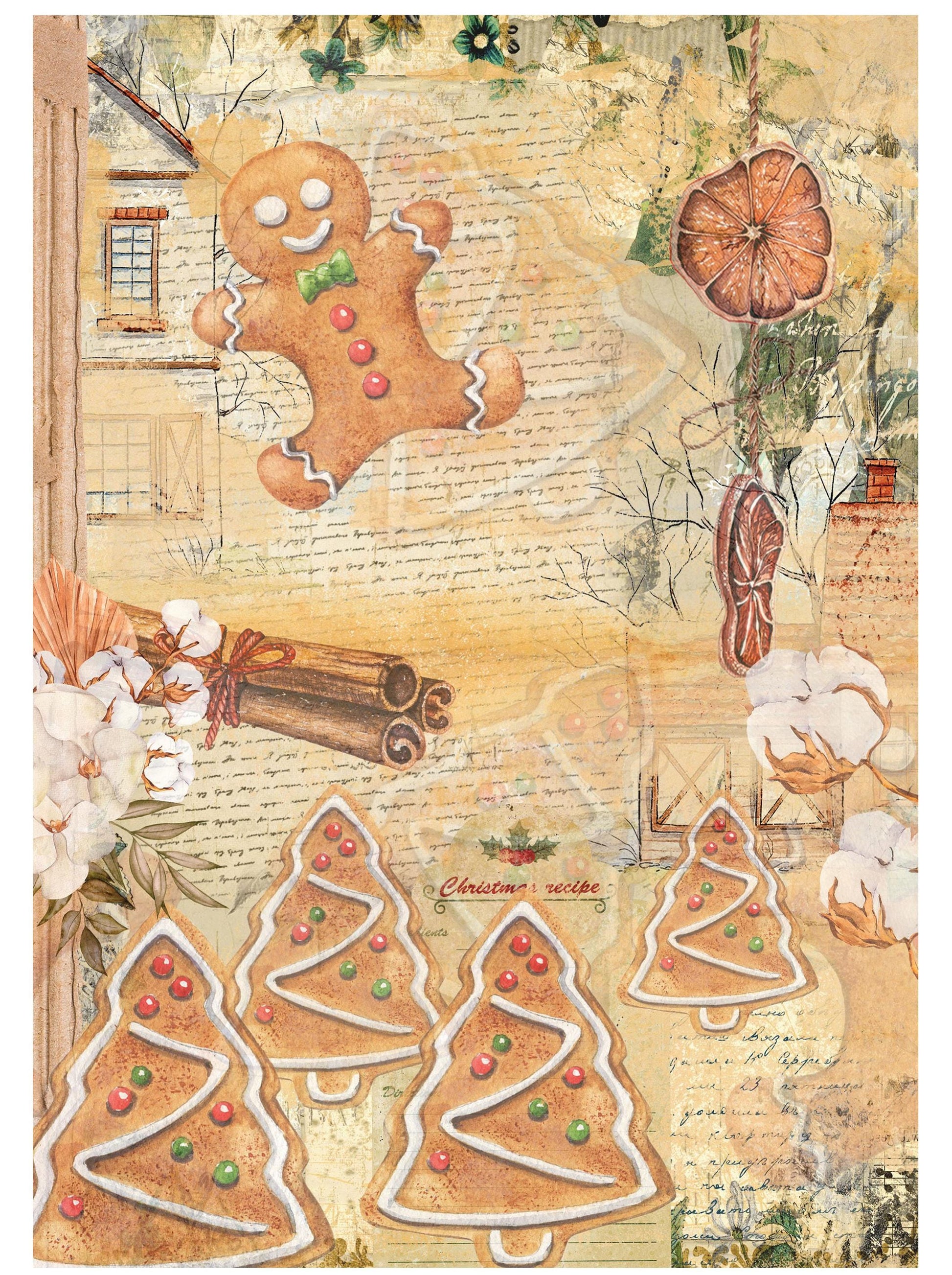 Christmas Collection - Large Decoupage Paper - Red Holly Berries - 6 Size Options - Tree Cookie