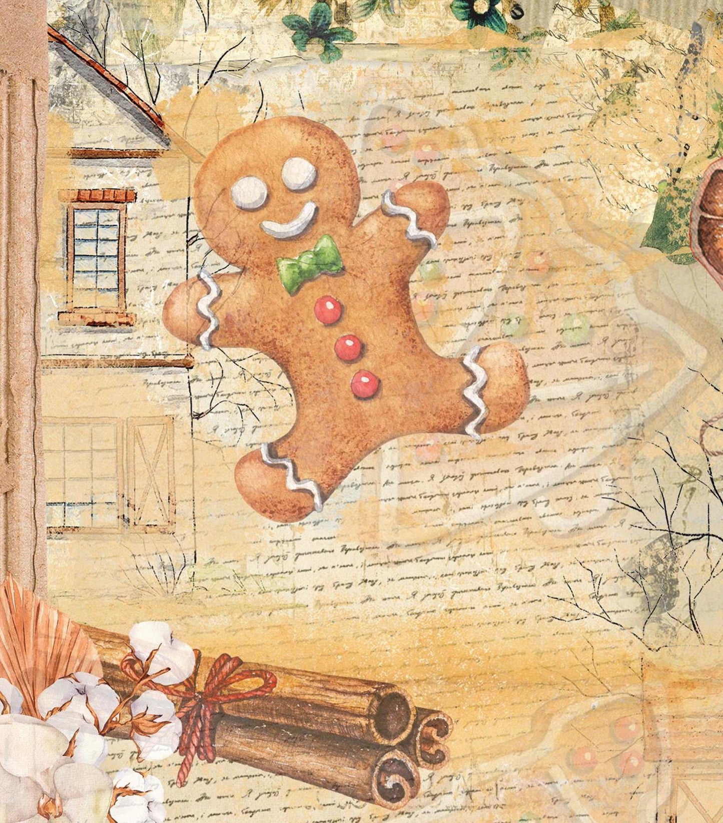 Christmas Collection - Large Decoupage Paper - Red Holly Berries - 6 Size Options - Tree Cookie
