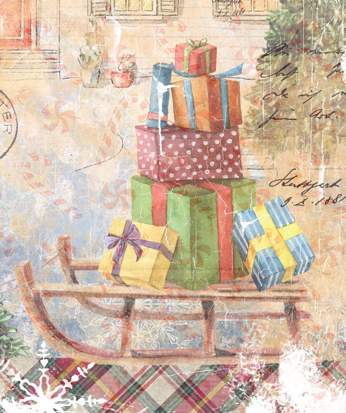 Christmas Collection - Large Decoupage Paper - 6 Size Options - Gift Boxes