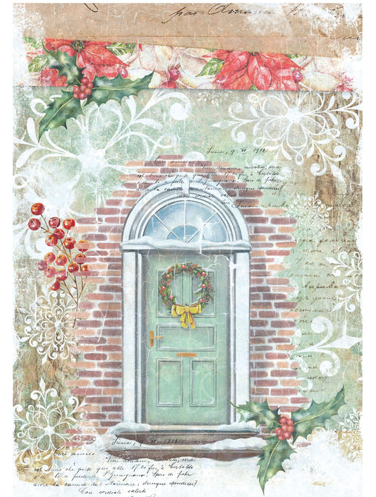 christmas door decoupage paper