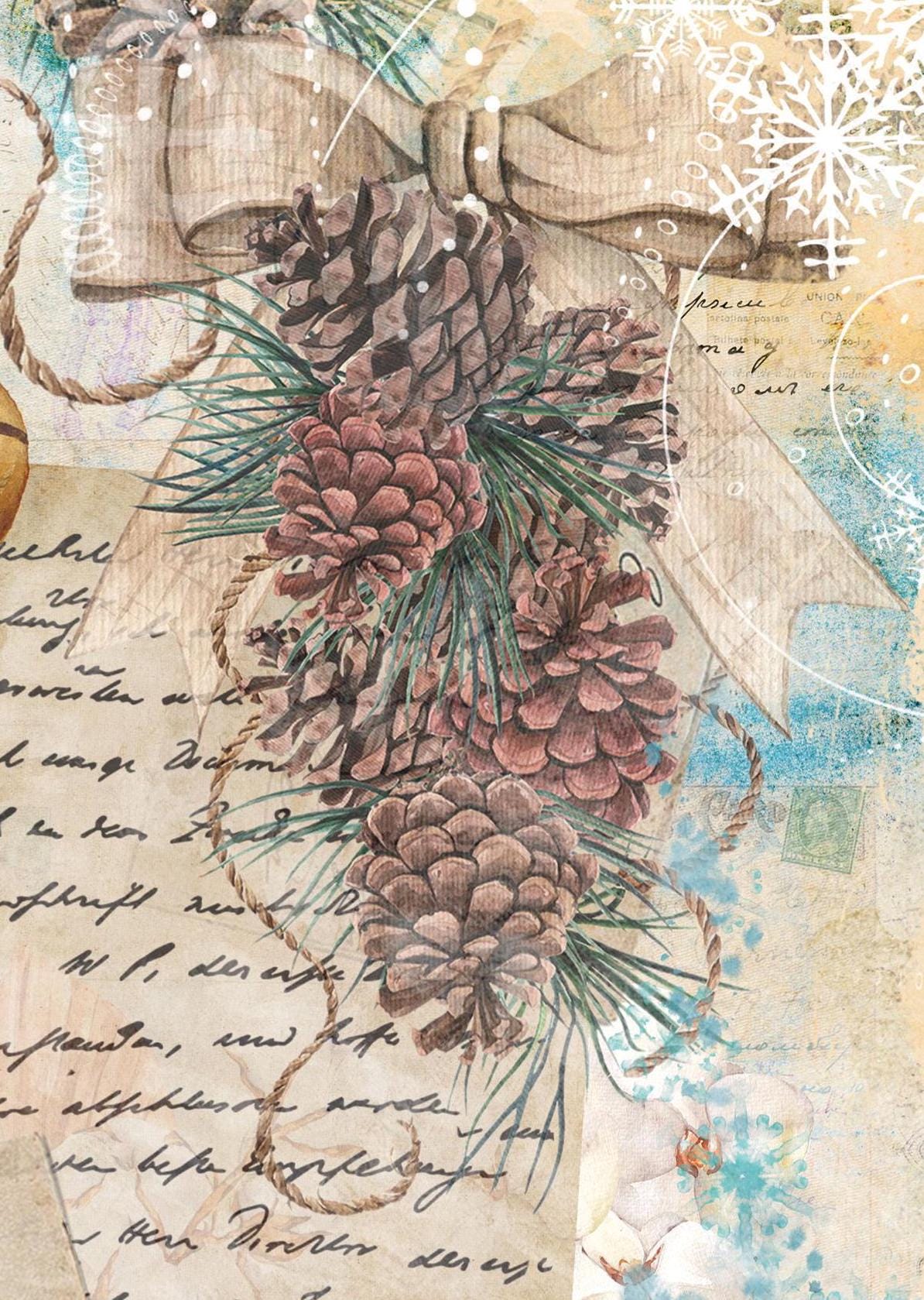 Christmas Collection - Large Decoupage Paper - 6 Size Options - Cone Handwrite