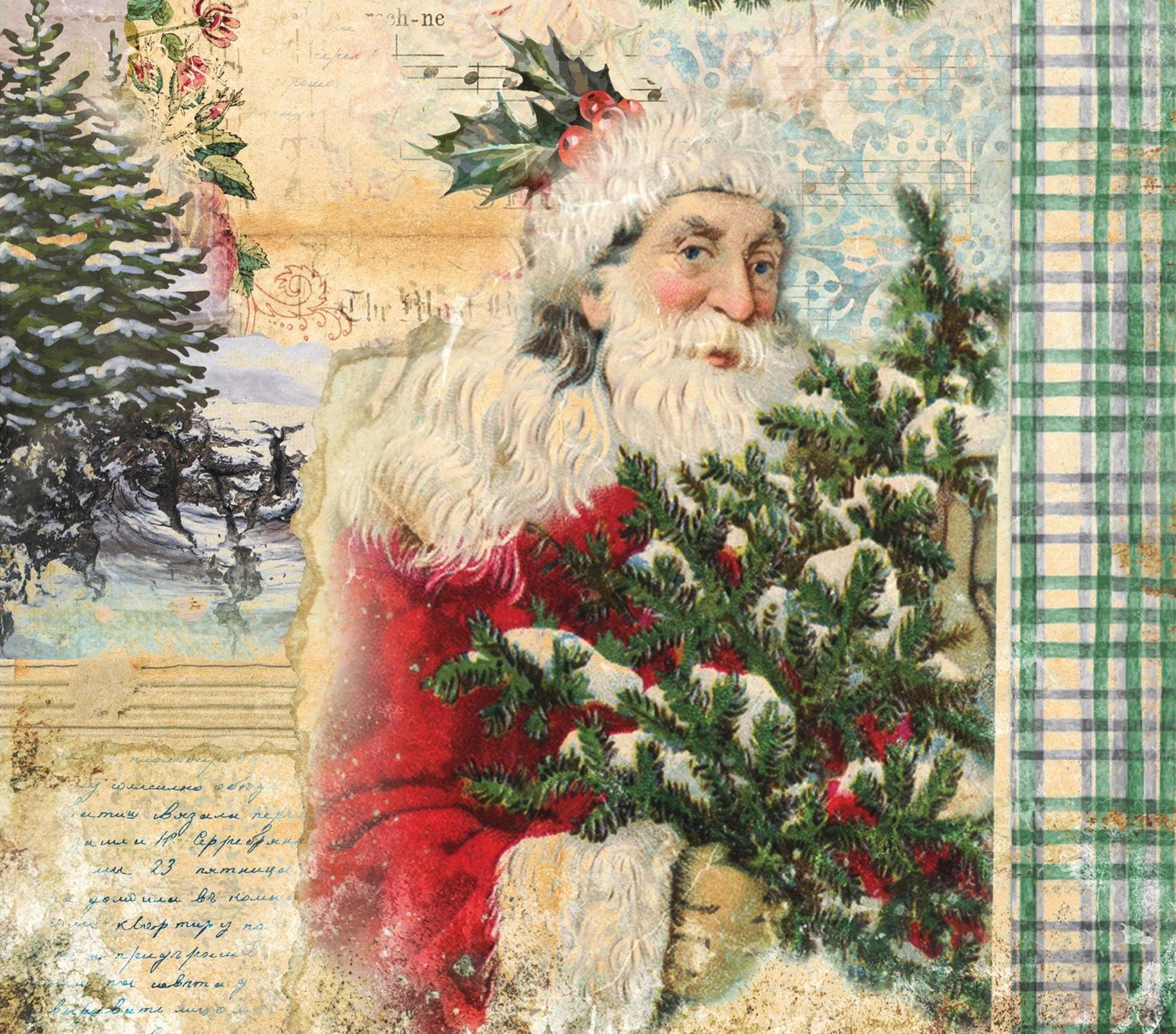 Christmas Collection - Large Decoupage Paper - 6 Size Options - Santa Claus
