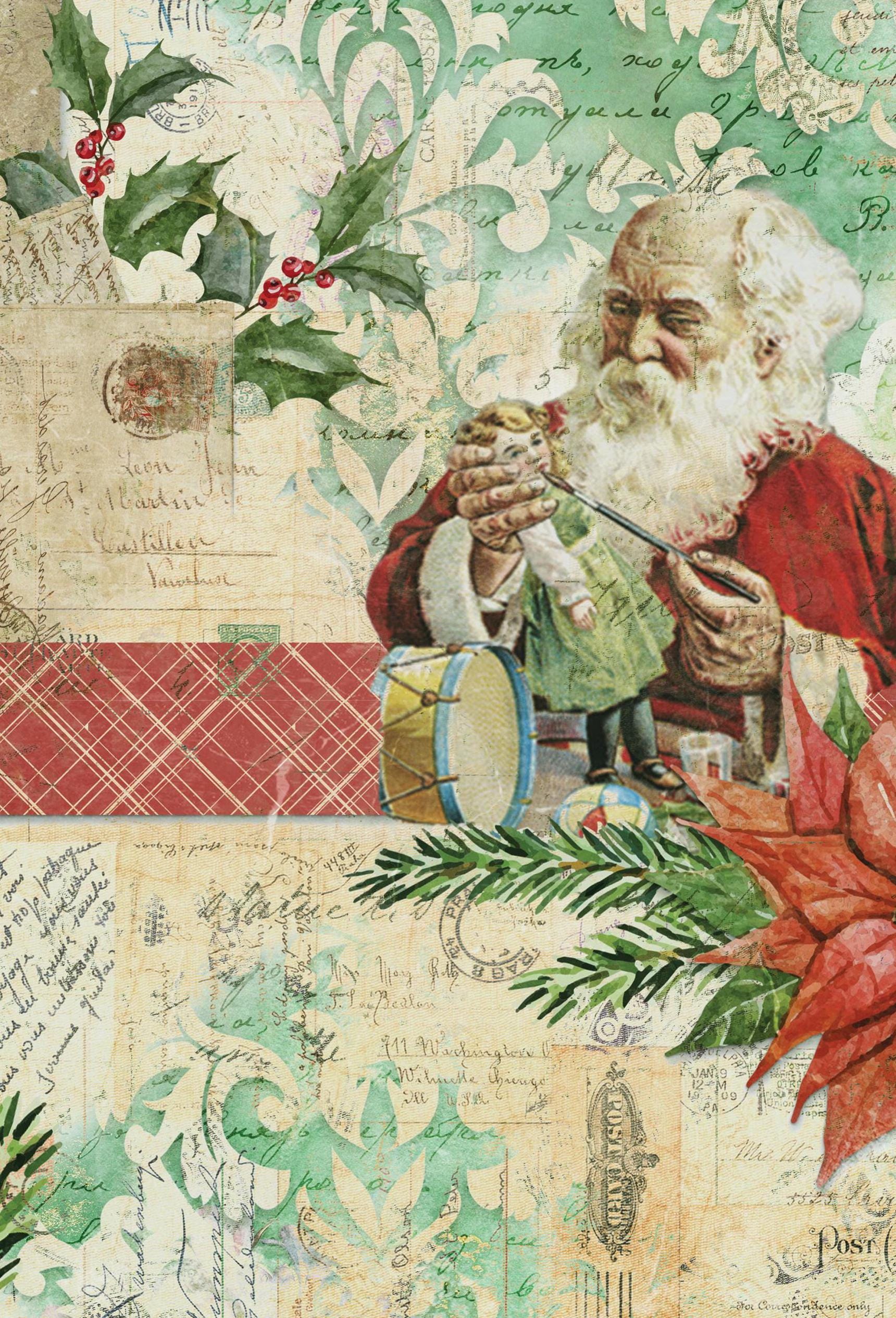 Christmas Collection - Large Decoupage Paper - 6 Size Options - Santa Claus